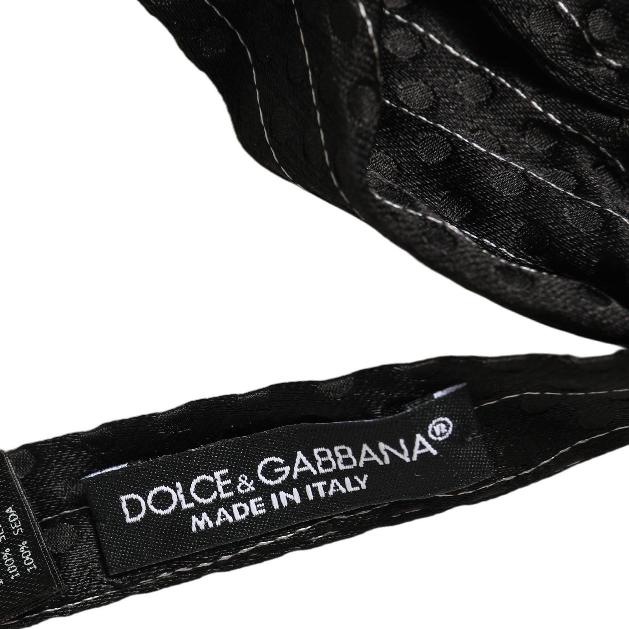 Dolce & Gabbana Men Black Pinstripe Silk Adjustable Neck Papillon Bow Tie