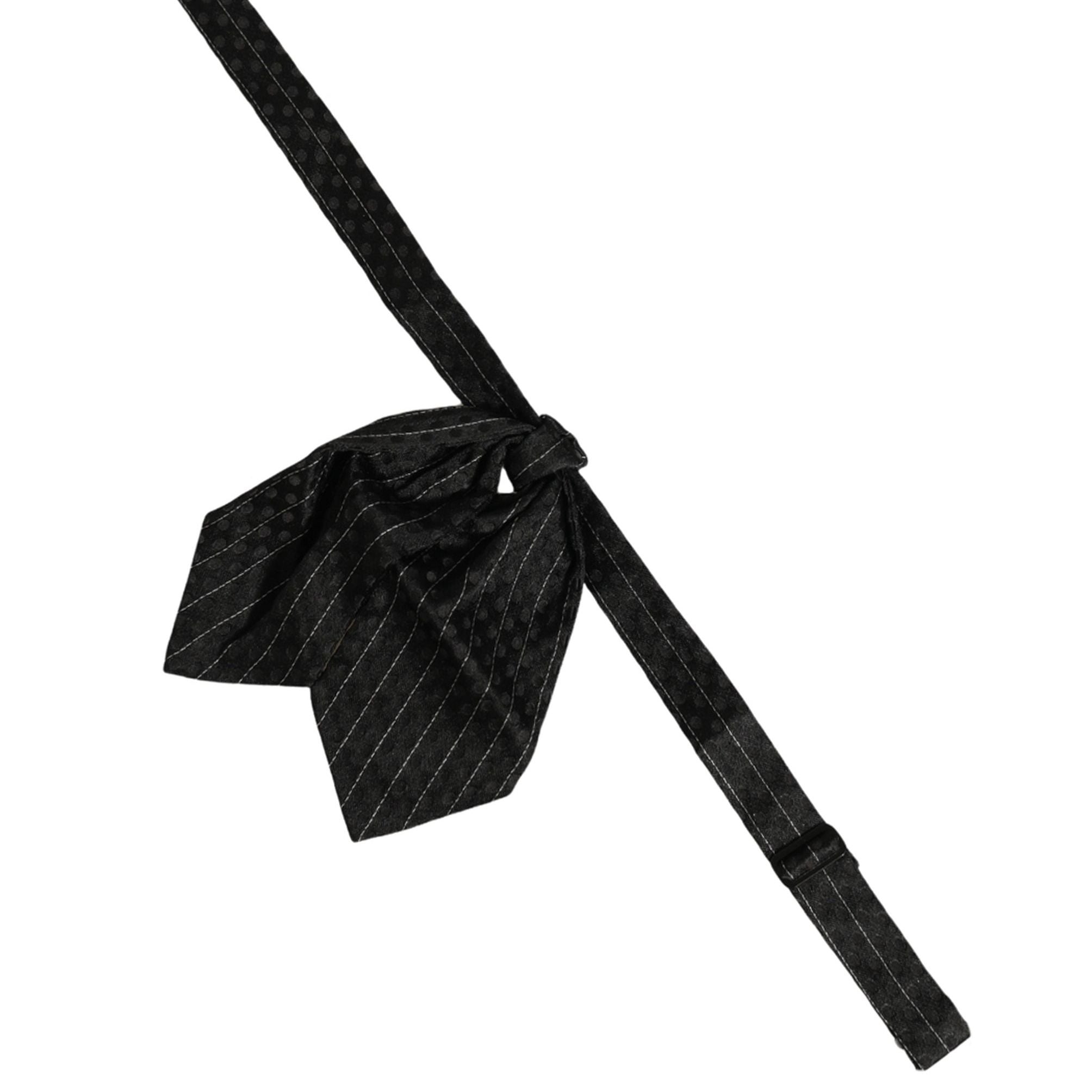 Dolce & Gabbana Men Black Pinstripe Silk Adjustable Neck Papillon Bow Tie