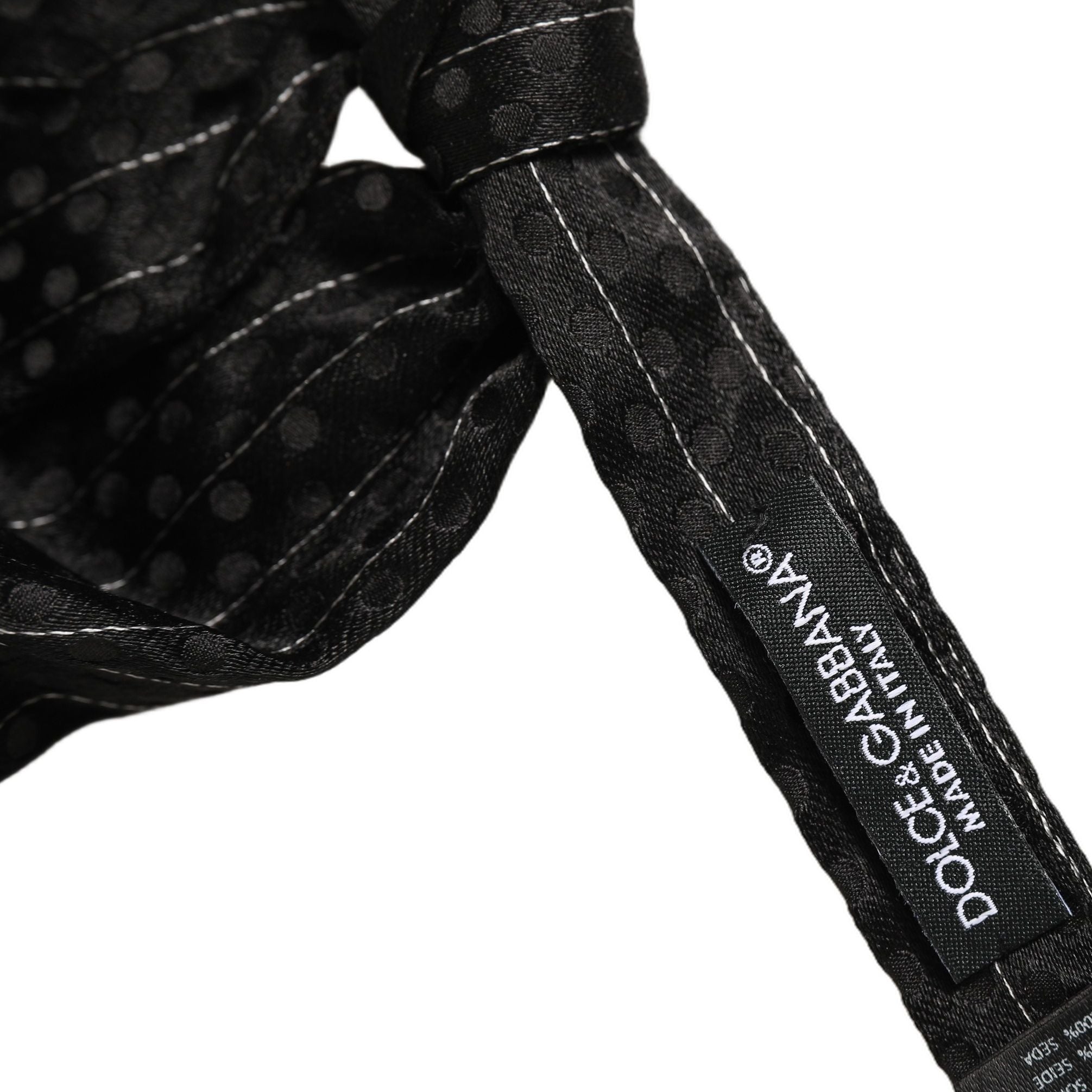 Dolce & Gabbana Men Black Pinstripe Silk Adjustable Neck Papillon Bow Tie