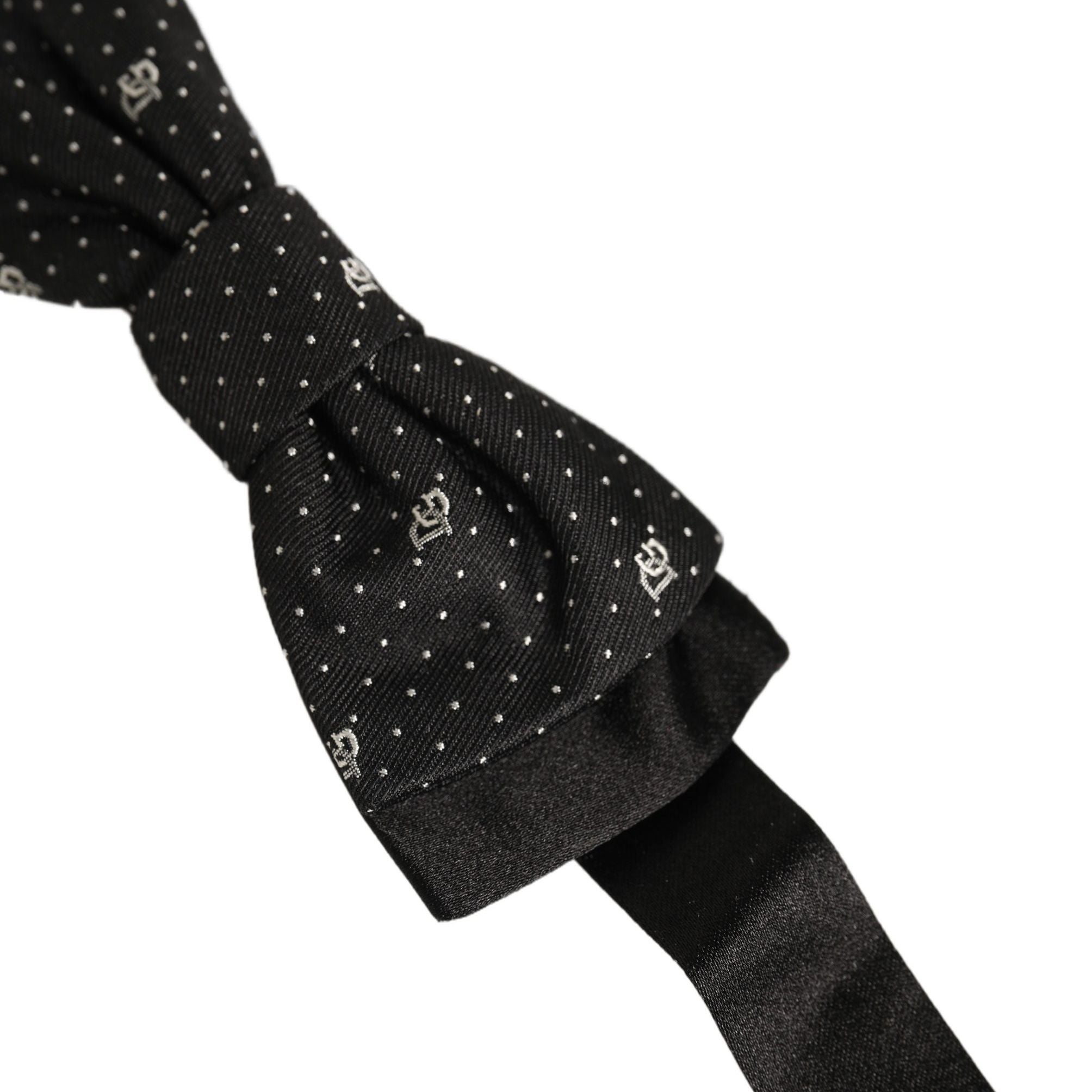 Dolce & Gabbana Men Black DG Polka Dot Adjustable Neck Papillon Bow Tie