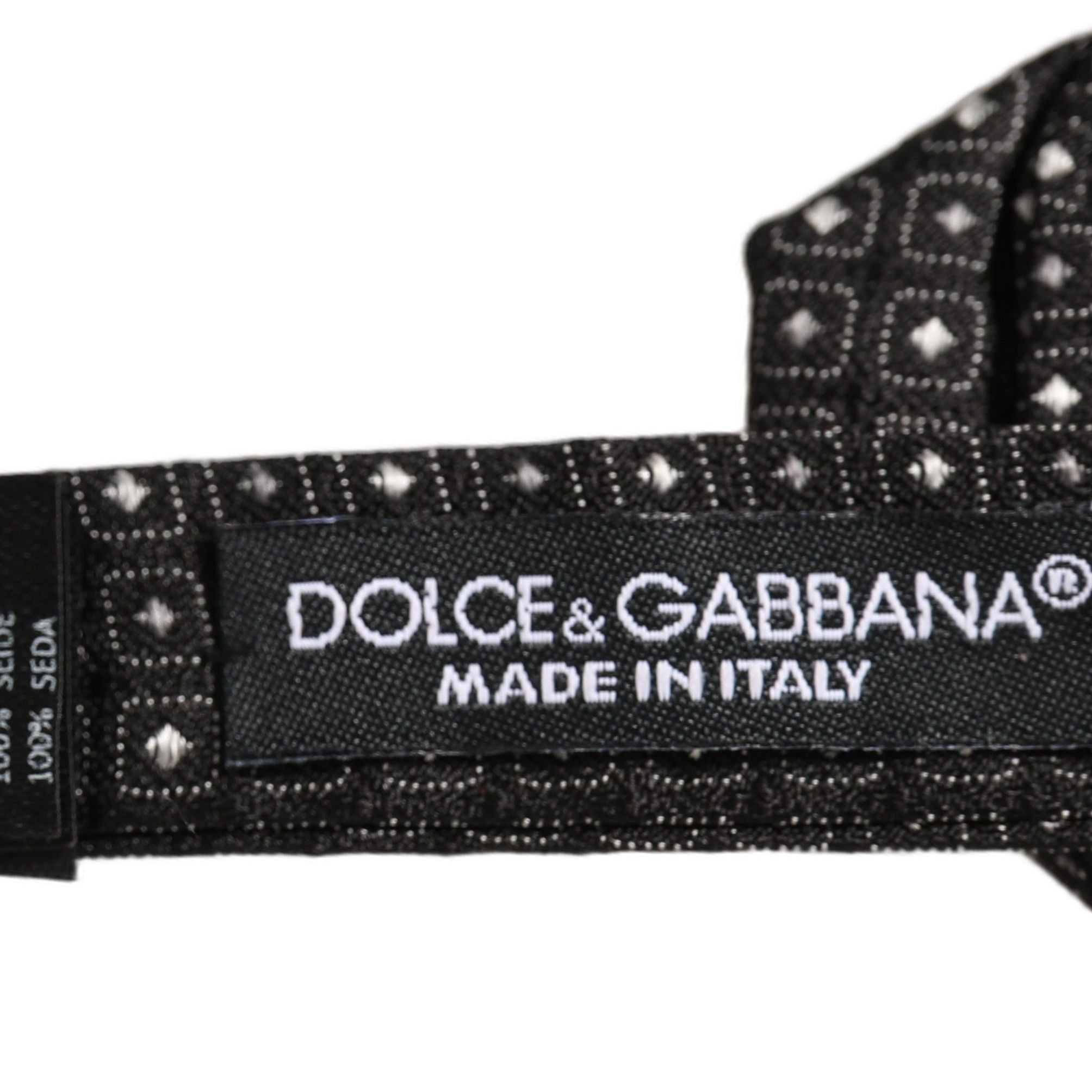 Dolce & Gabbana Men Black Polka Dot Silk Adjustable Neck Papillon Bow Tie