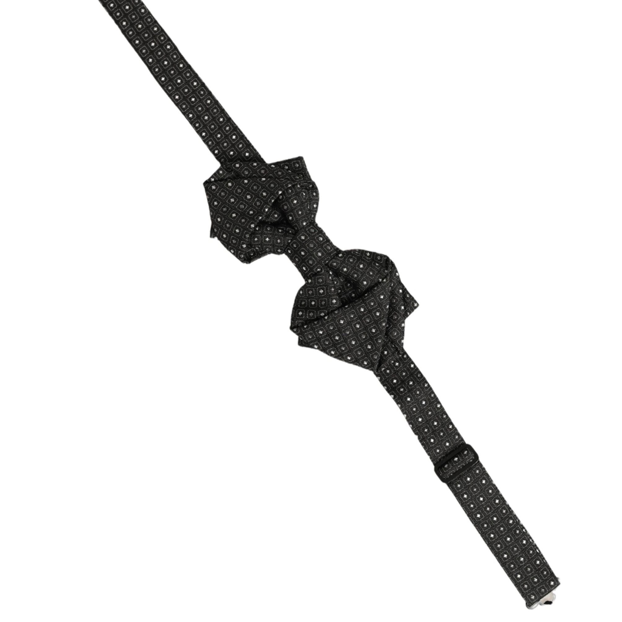 Dolce & Gabbana Men Black Polka Dot Silk Adjustable Neck Papillon Bow Tie