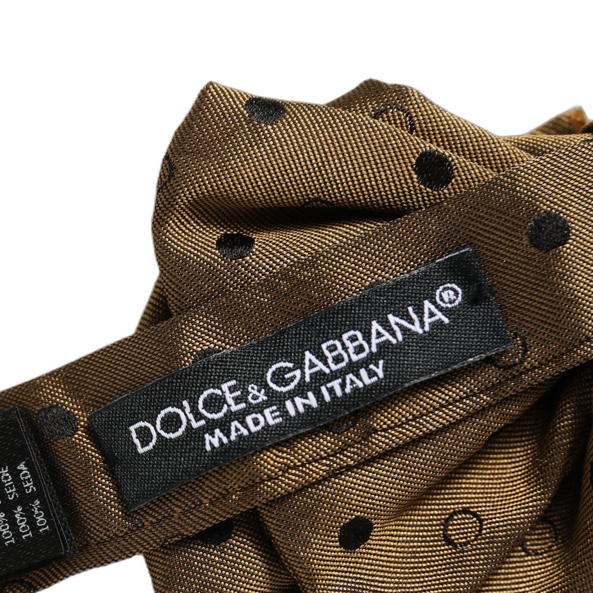 Dolce & Gabbana Men Brown Polka Dot Silk Adjustable Neck Papillon Bow Tie