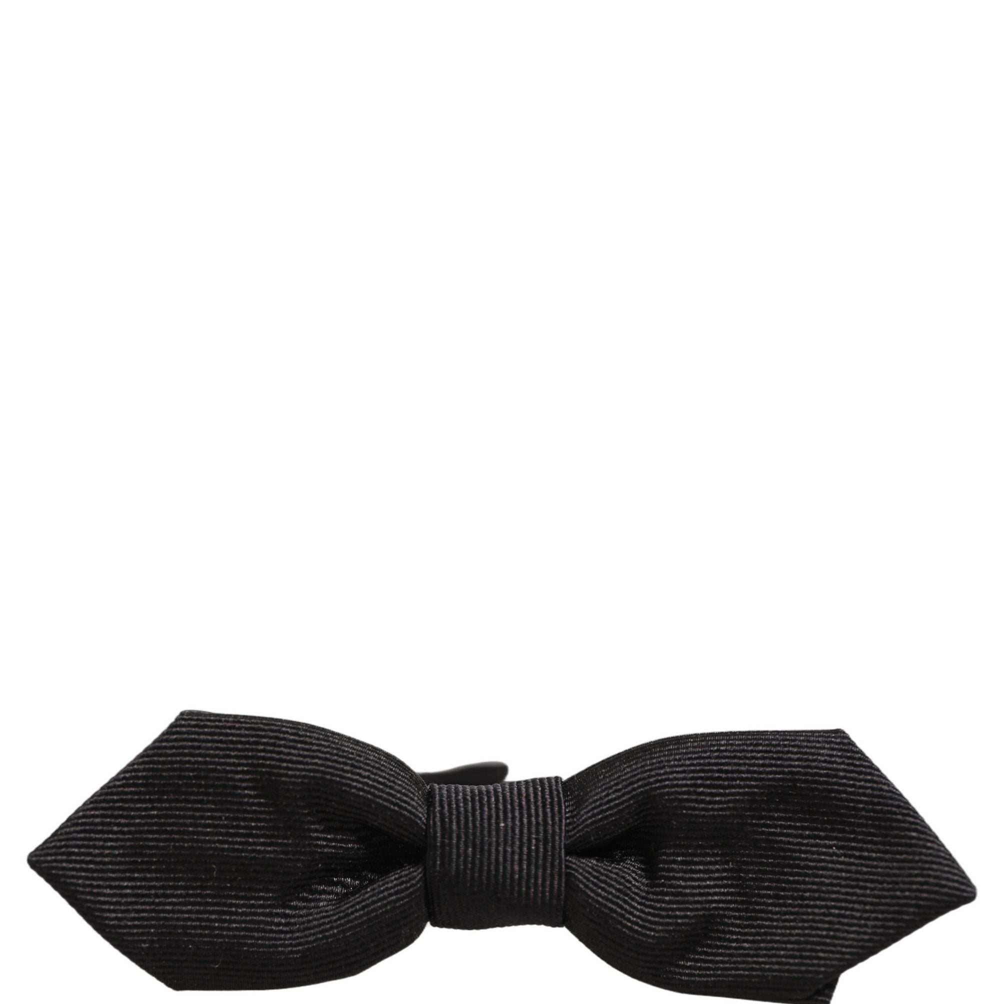 Dolce & Gabbana Men Black 100% Silk Adjustable Neck Papillon Bow Tie