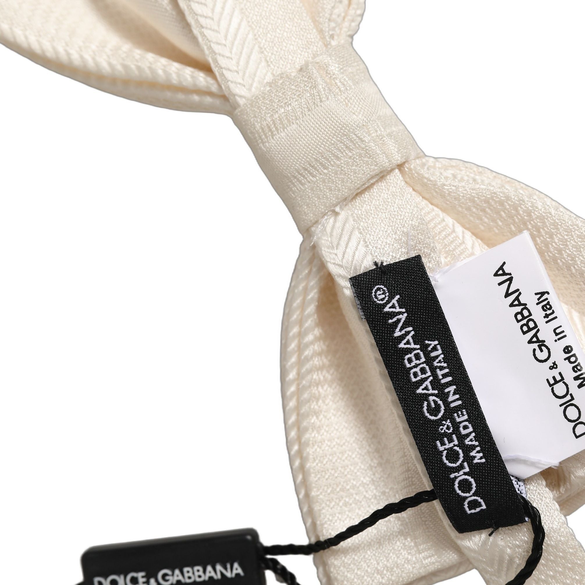 Dolce & Gabbana Men White 100% Silk Adjustable Neck Papillon Bow Tie