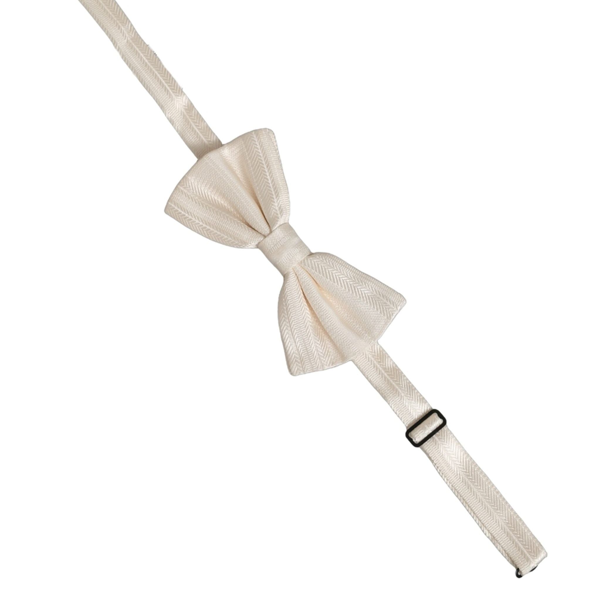 Dolce & Gabbana Men White 100% Silk Adjustable Neck Papillon Bow Tie