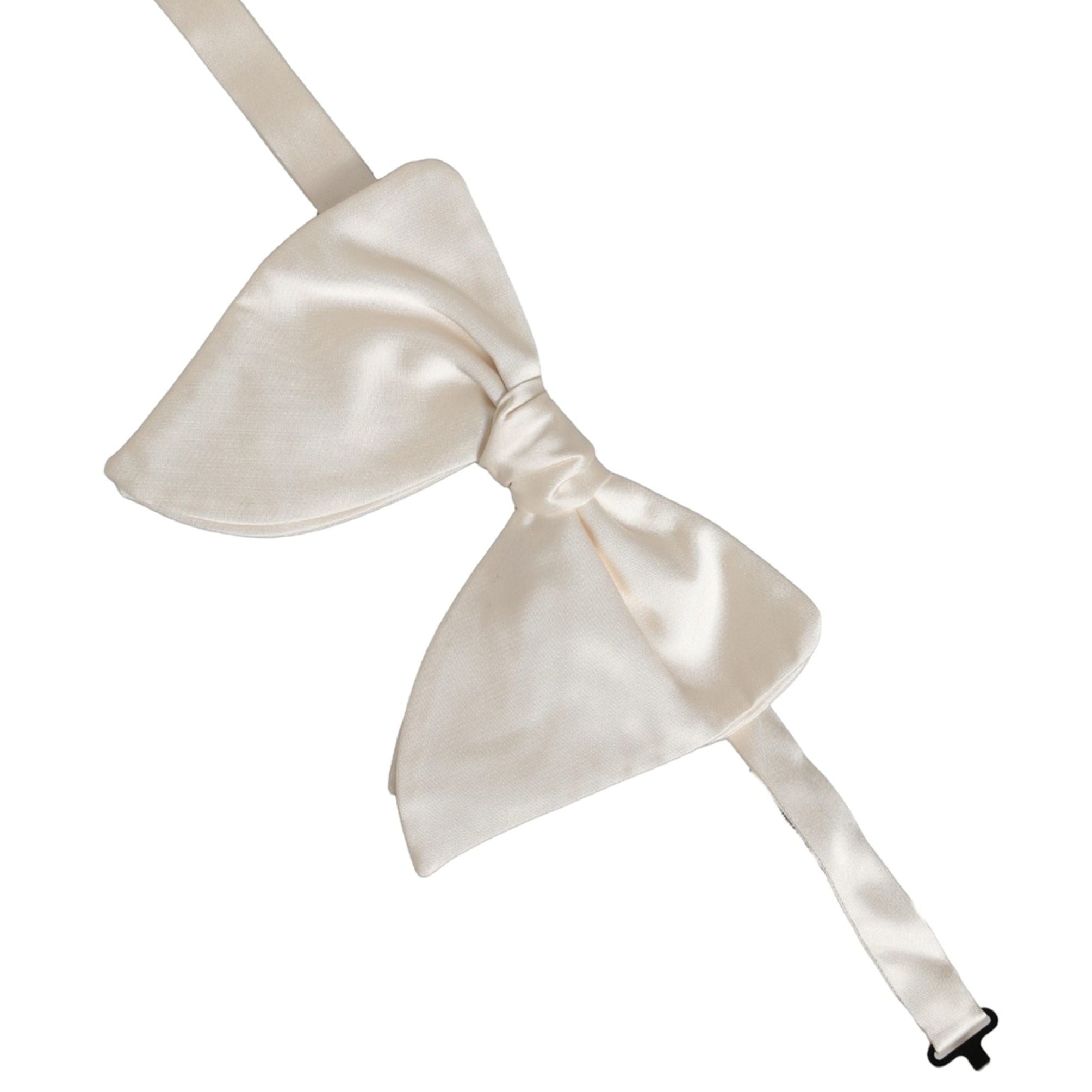 Dolce & Gabbana Men White 100% Silk Adjustable Neck Papillon Bow Tie