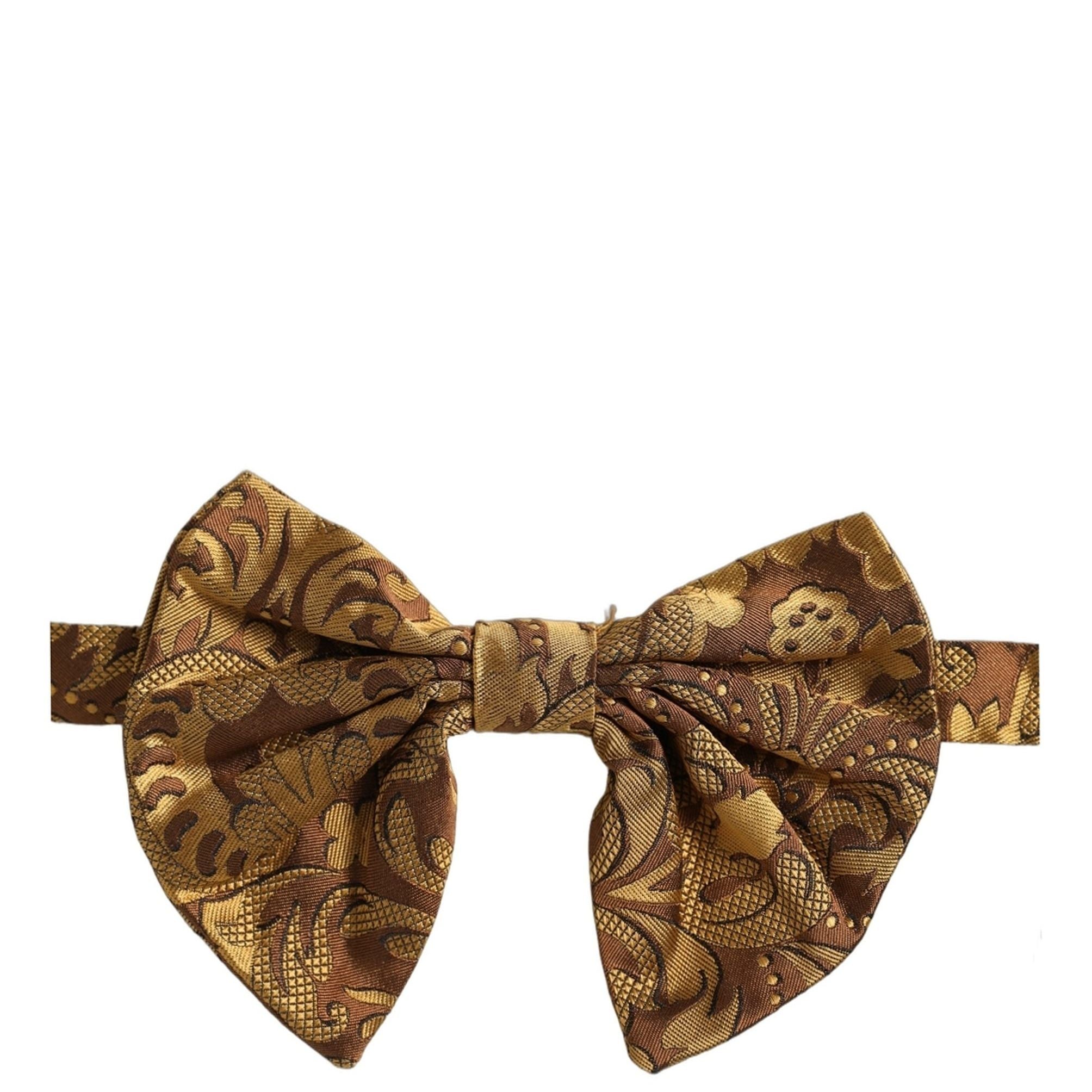Dolce & Gabbana Men Brown Floral Silk Adjustable Neck Papillon Bow Tie