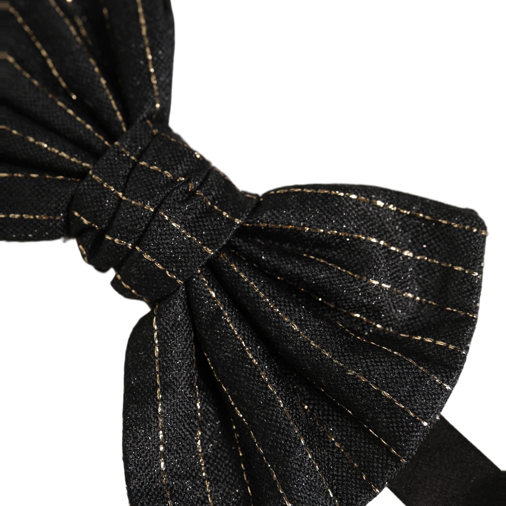 Dolce & Gabbana Men Black Pinstripe Silk Adjustable Neck Papillon Bow Tie