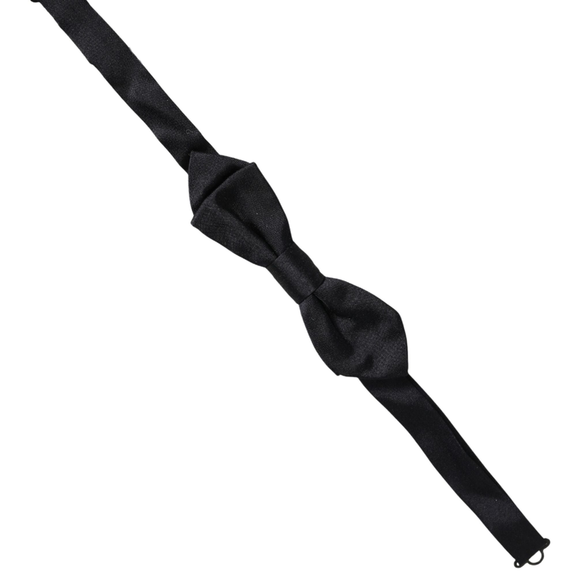 Dolce & Gabbana Men Black 100% Silk Adjustable Neck Papillon Bow Tie