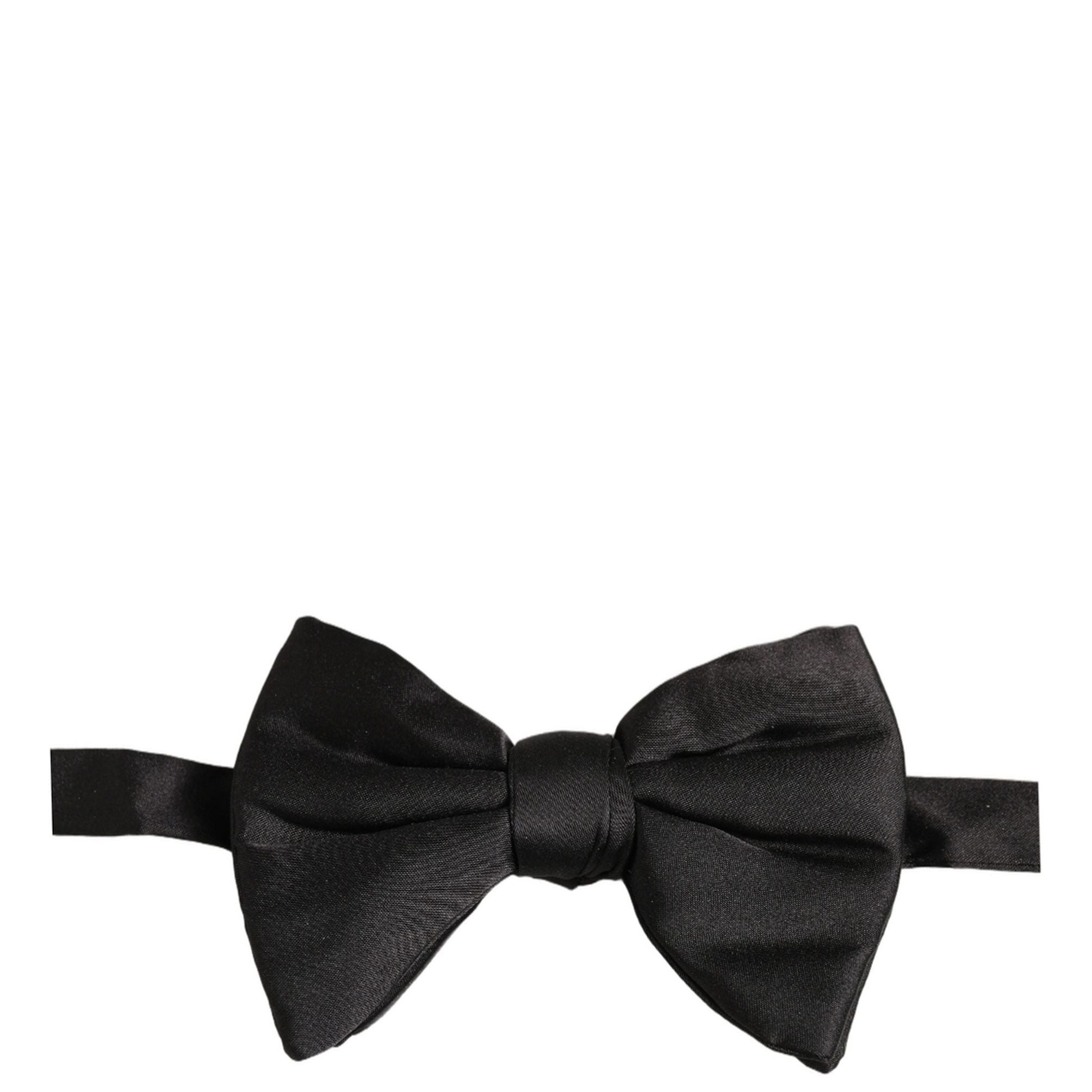 Dolce & Gabbana Men Black 100% Silk Adjustable Neck Papillon Bow Tie