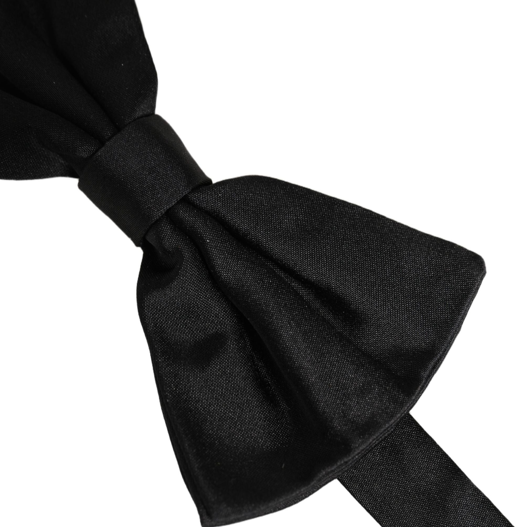 Dolce & Gabbana Men Black 100% Silk Adjustable Neck Papillon Bow Tie
