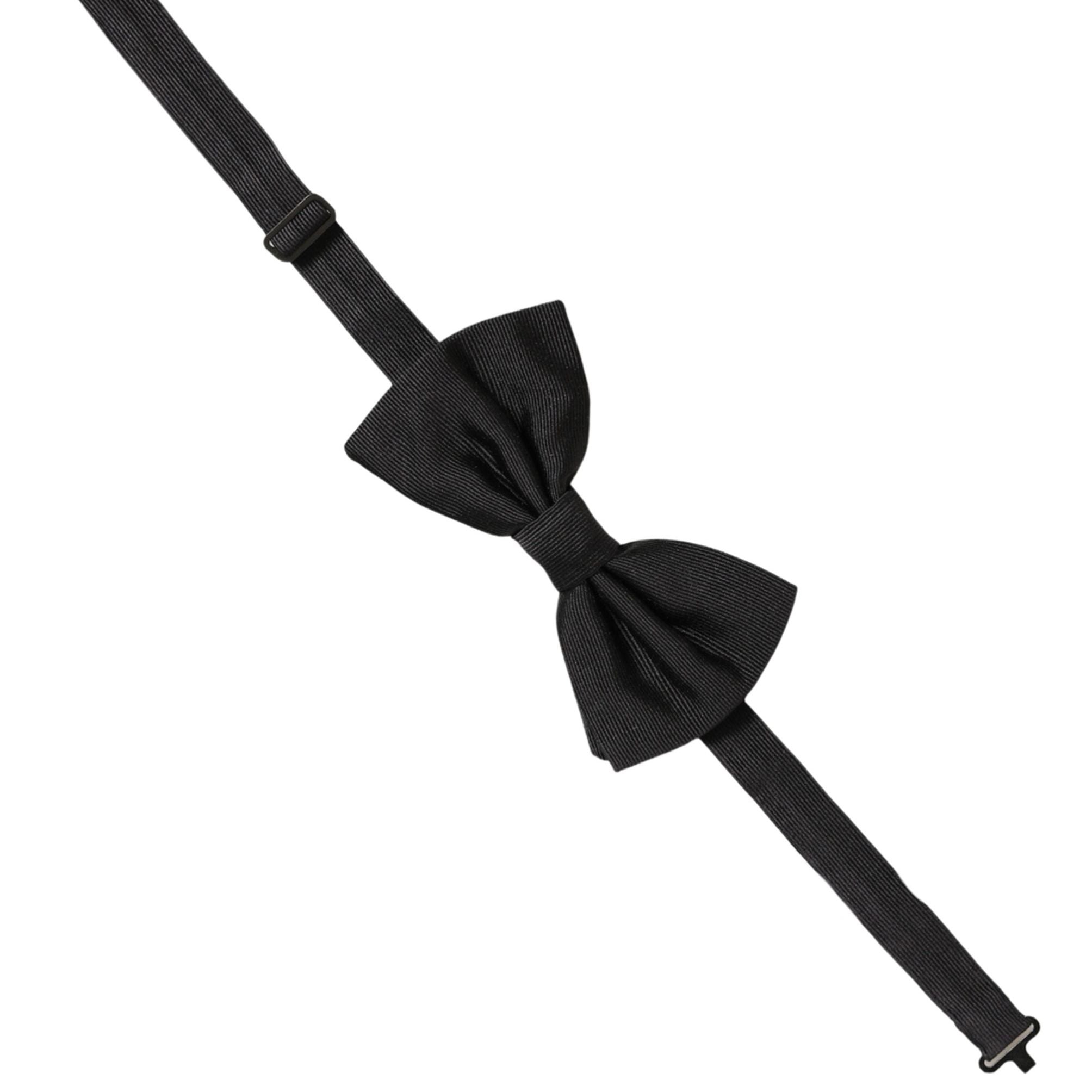 Dolce & Gabbana Men Black 100% Silk Adjustable Neck Papillon Bow Tie