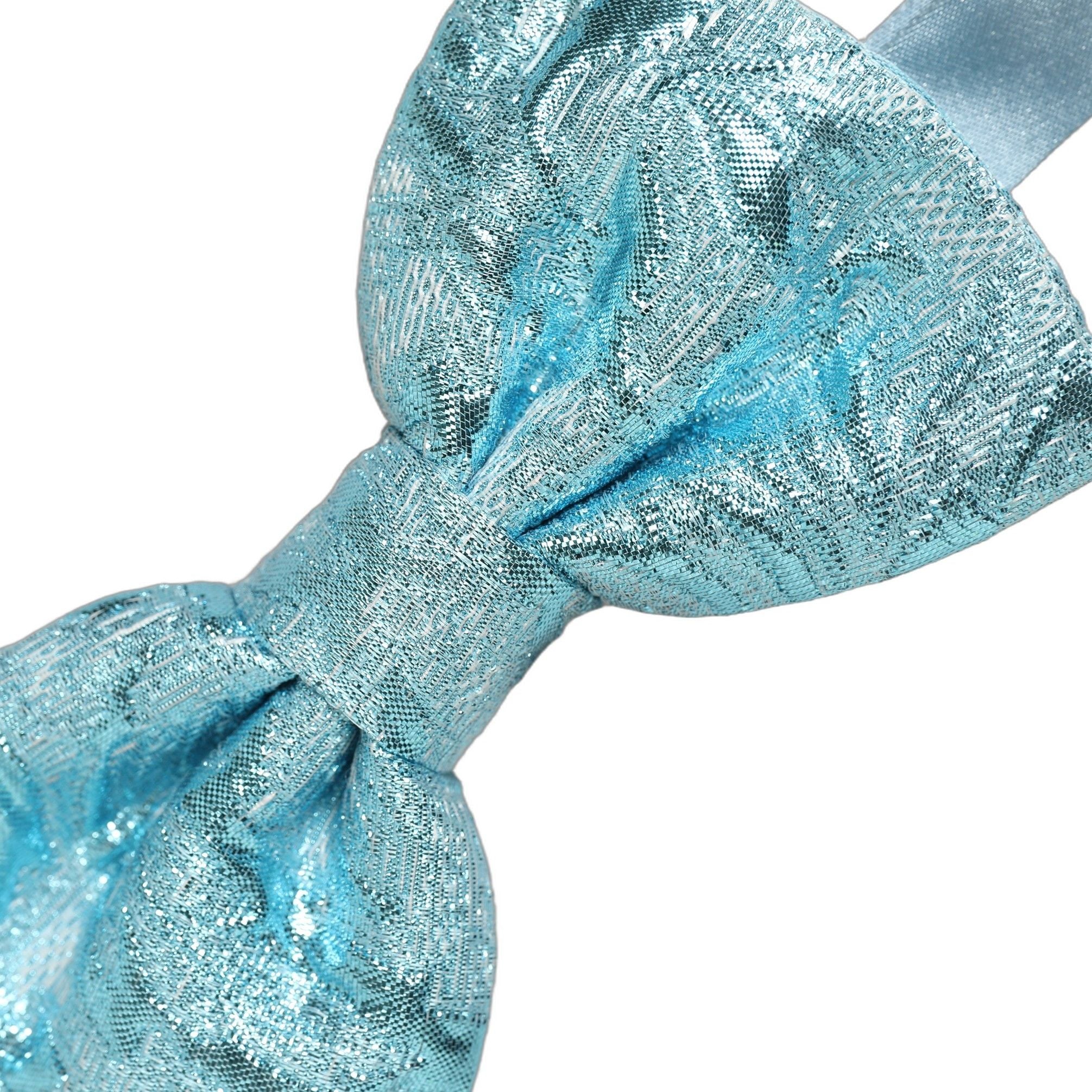 Dolce & Gabbana Light Blue Floral Brocade Adjustable Neck Papillon Bow Tie