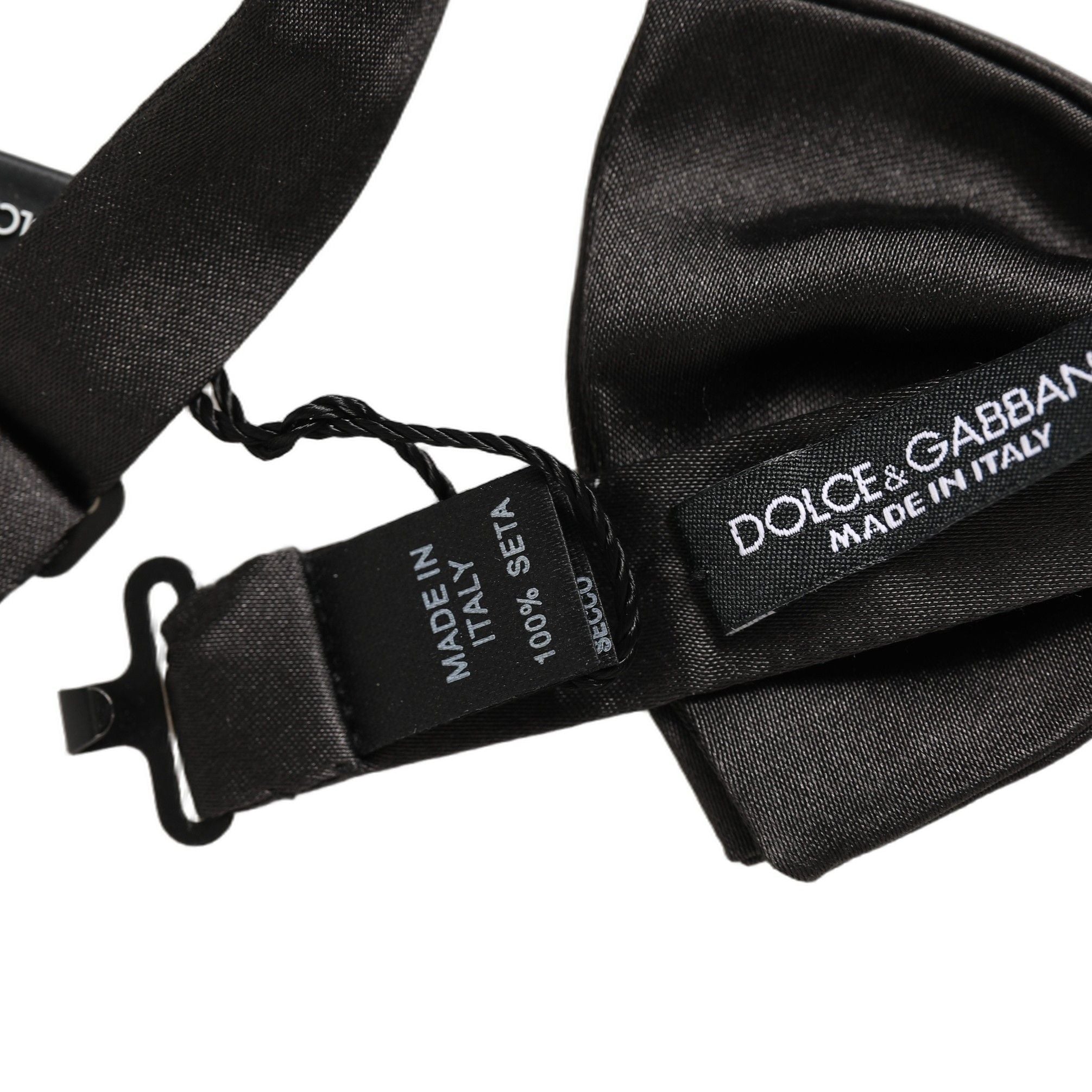 Dolce & Gabbana Men Black 100% Silk Adjustable Neck Papillon Bow Tie