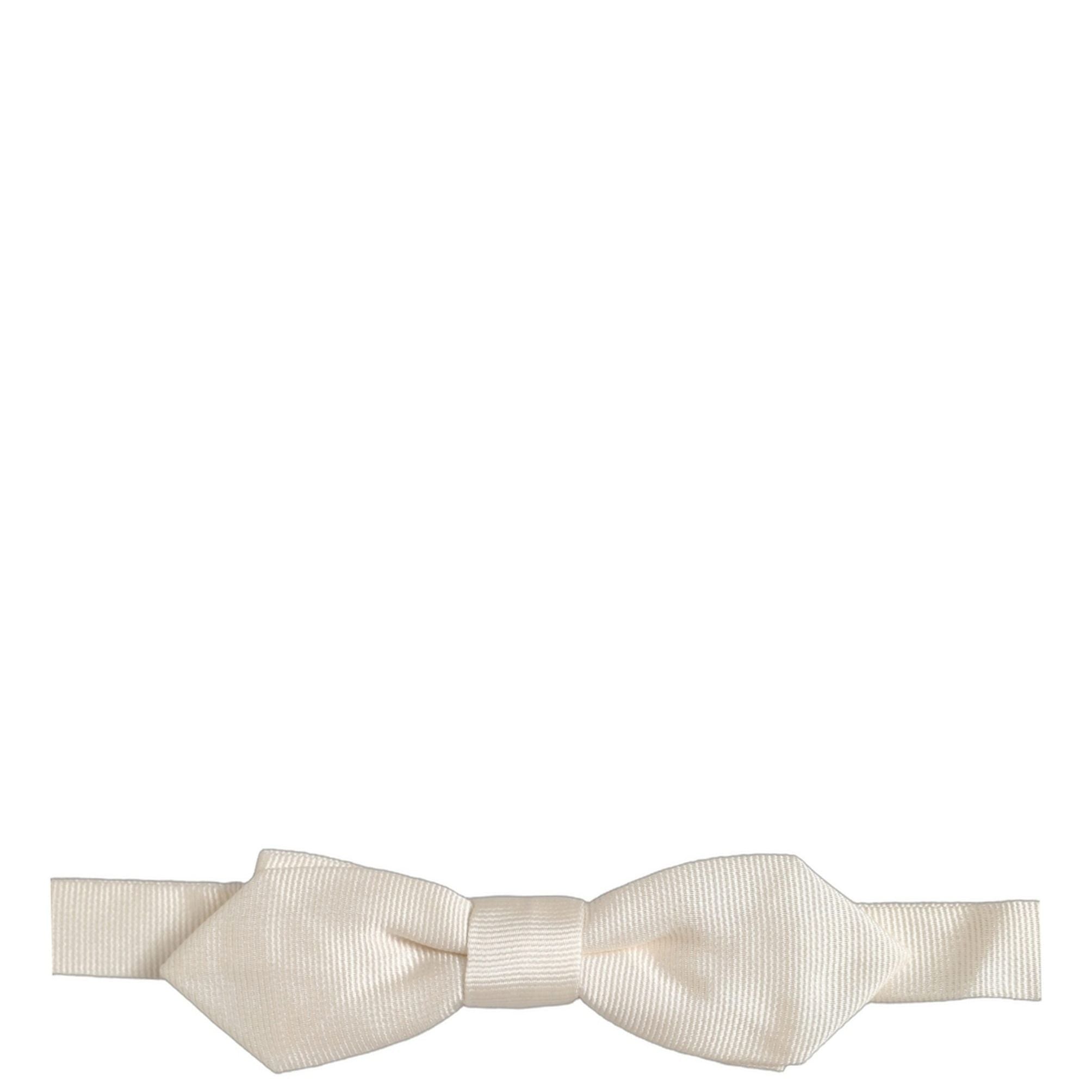 Dolce & Gabbana Men White 100% Silk Adjustable Neck Papillon Bow Tie