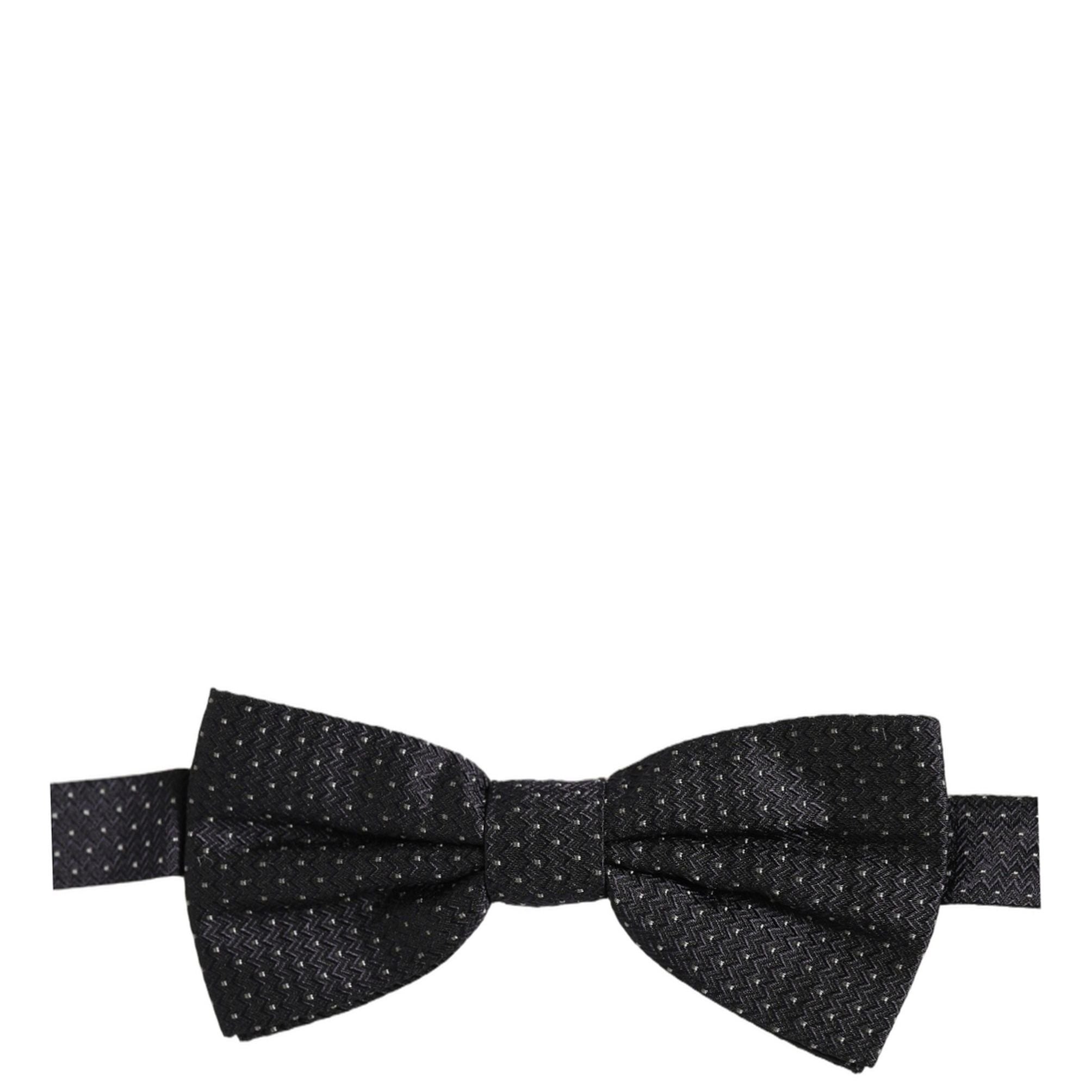 Dolce & Gabbana Black White Polka Dot Adjustable Neck Papillon Bow Tie