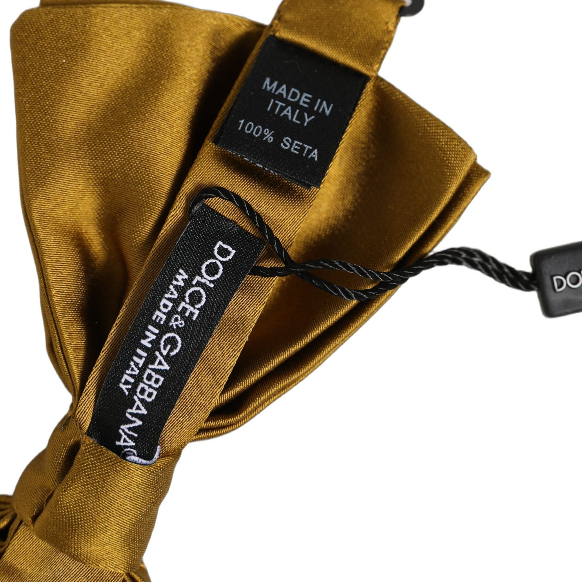 Dolce & Gabbana Men Mustard 100% Silk Adjustable Neck Papillon Bow Tie