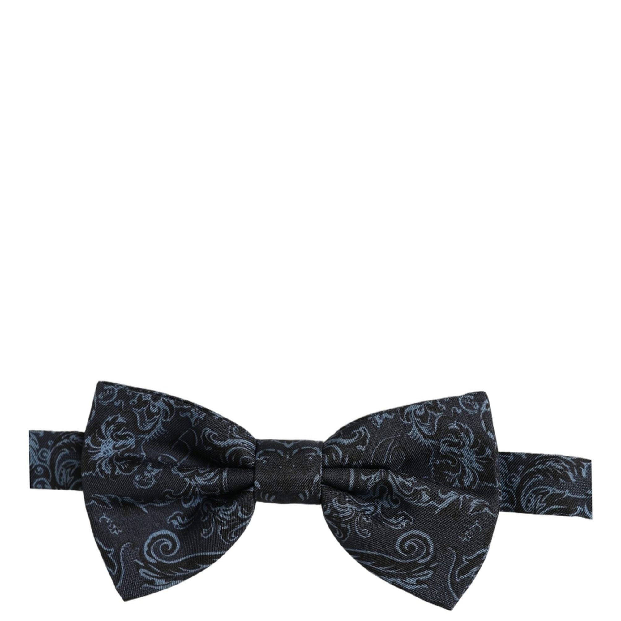 Dolce & Gabbana Men Black Blue Paisley Adjustable Neck Papillon Bow Tie