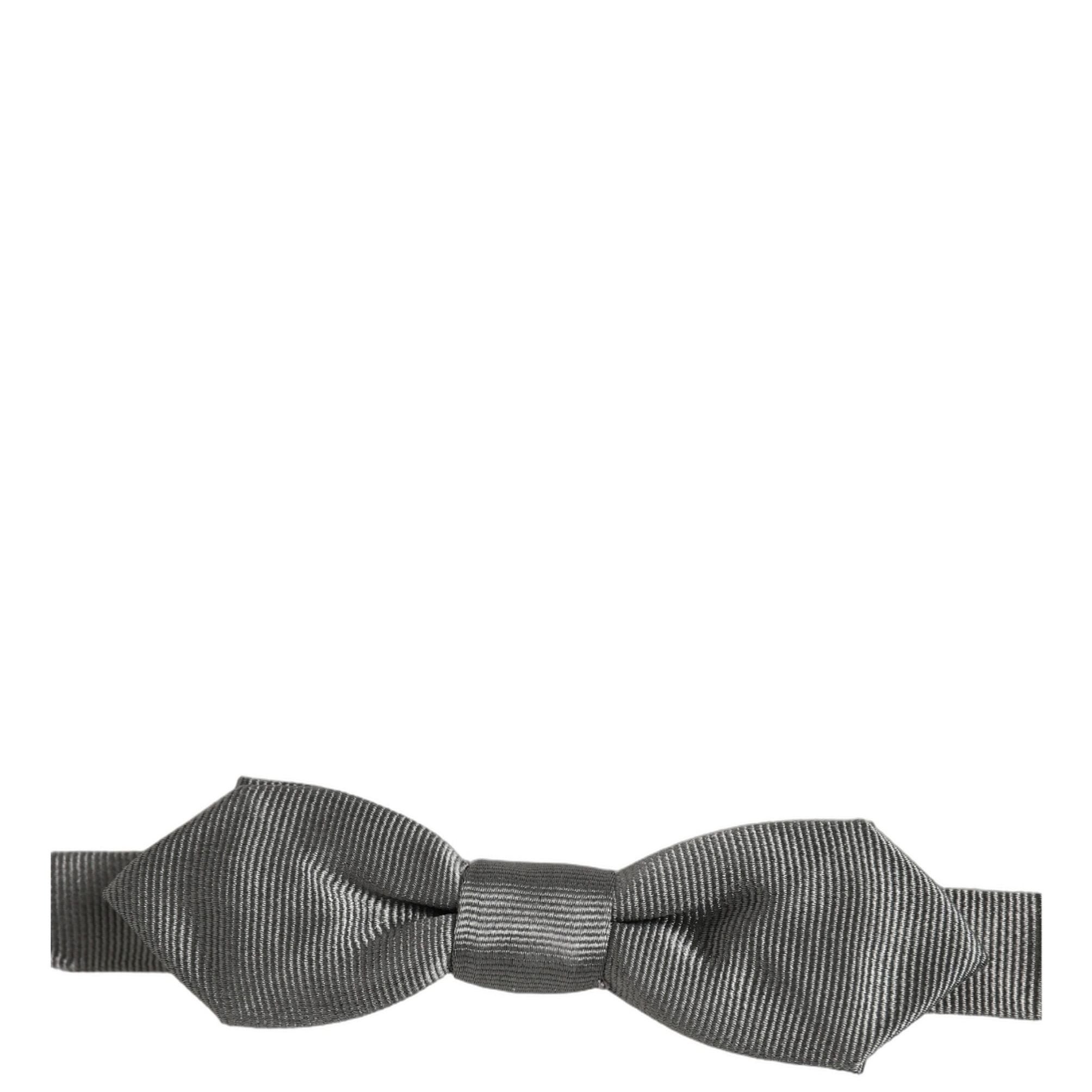 Dolce & Gabbana Men Gray 100% Silk Adjustable Neck Papillon Bow Tie
