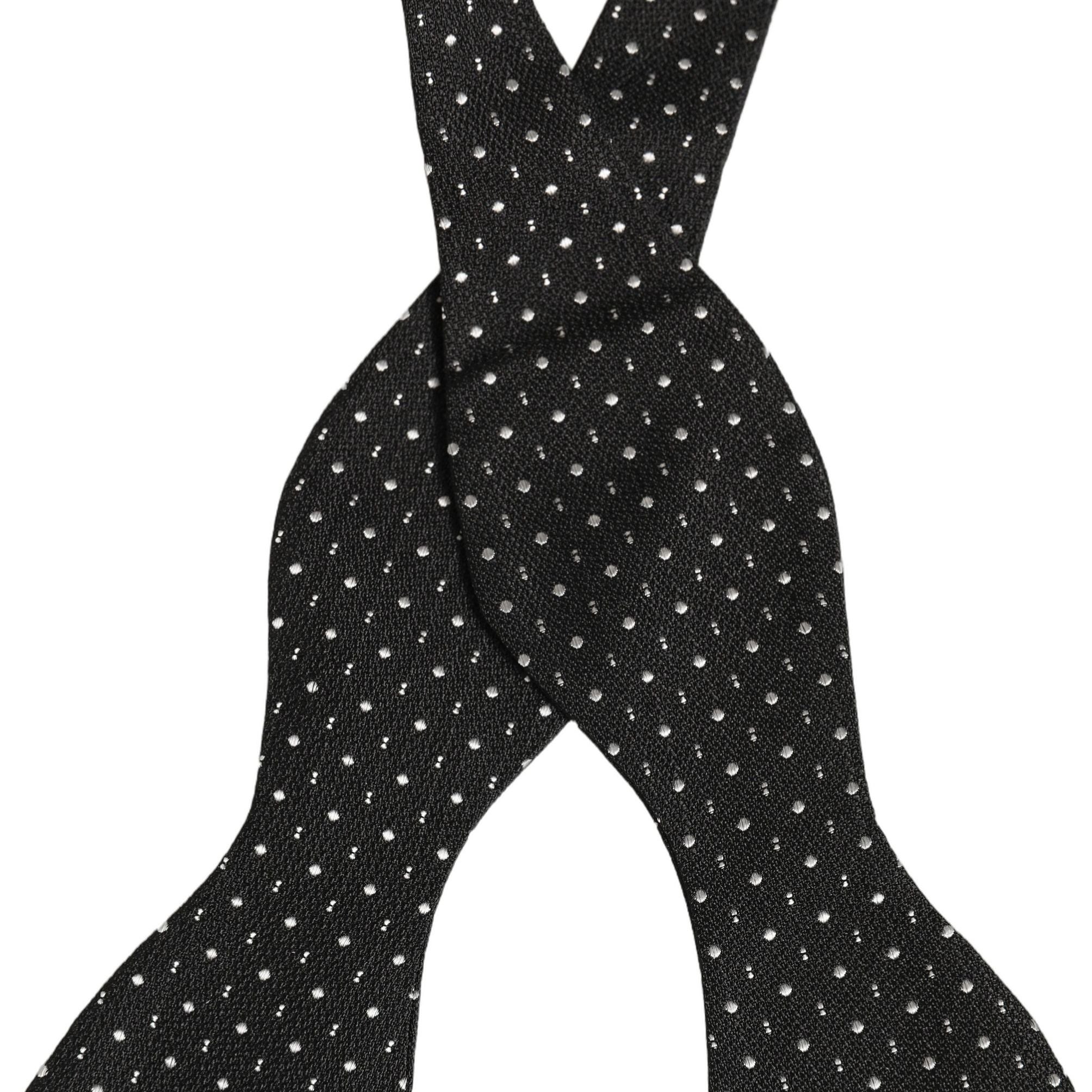 Dolce & Gabbana Black White Polka Dot Adjustable Neck Papillon Bow Tie