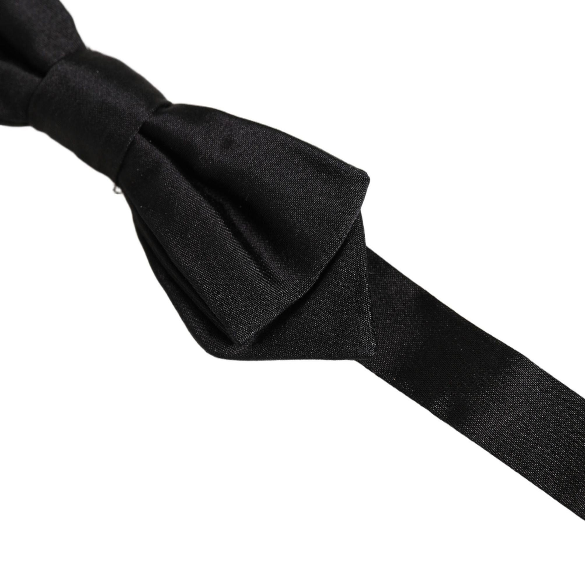 Dolce & Gabbana Men Black 100% Silk Adjustable Neck Papillon Bow Tie