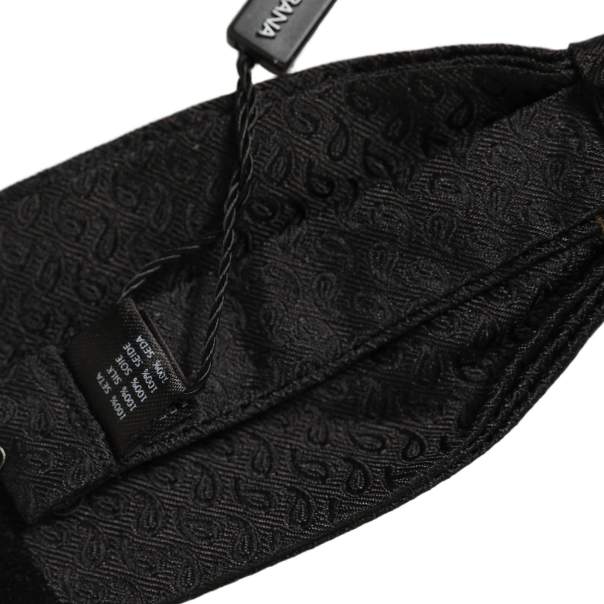 Dolce & Gabbana Men Black 100% SIlk Adjustable Neck Papillon Bow Tie
