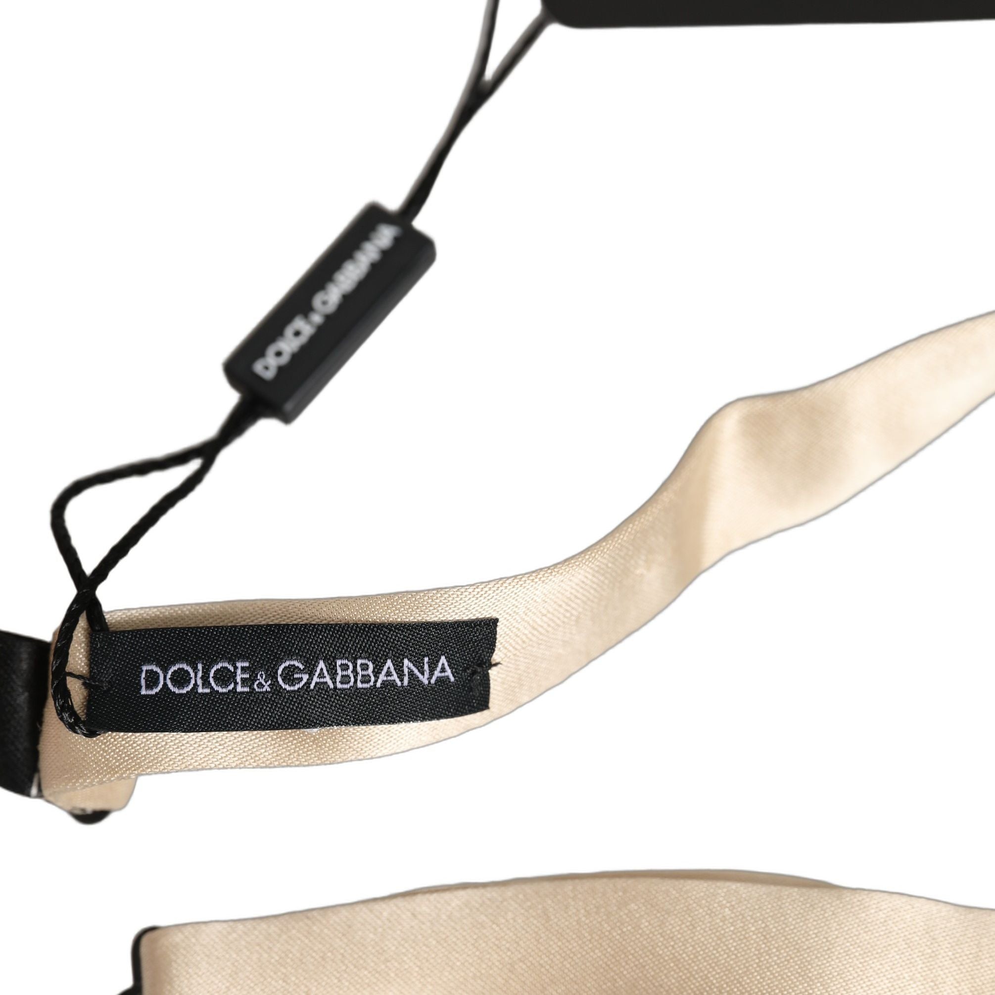 Dolce & Gabbana Men Beige 100% Silk Adjustable Neck Papillon Bow Tie