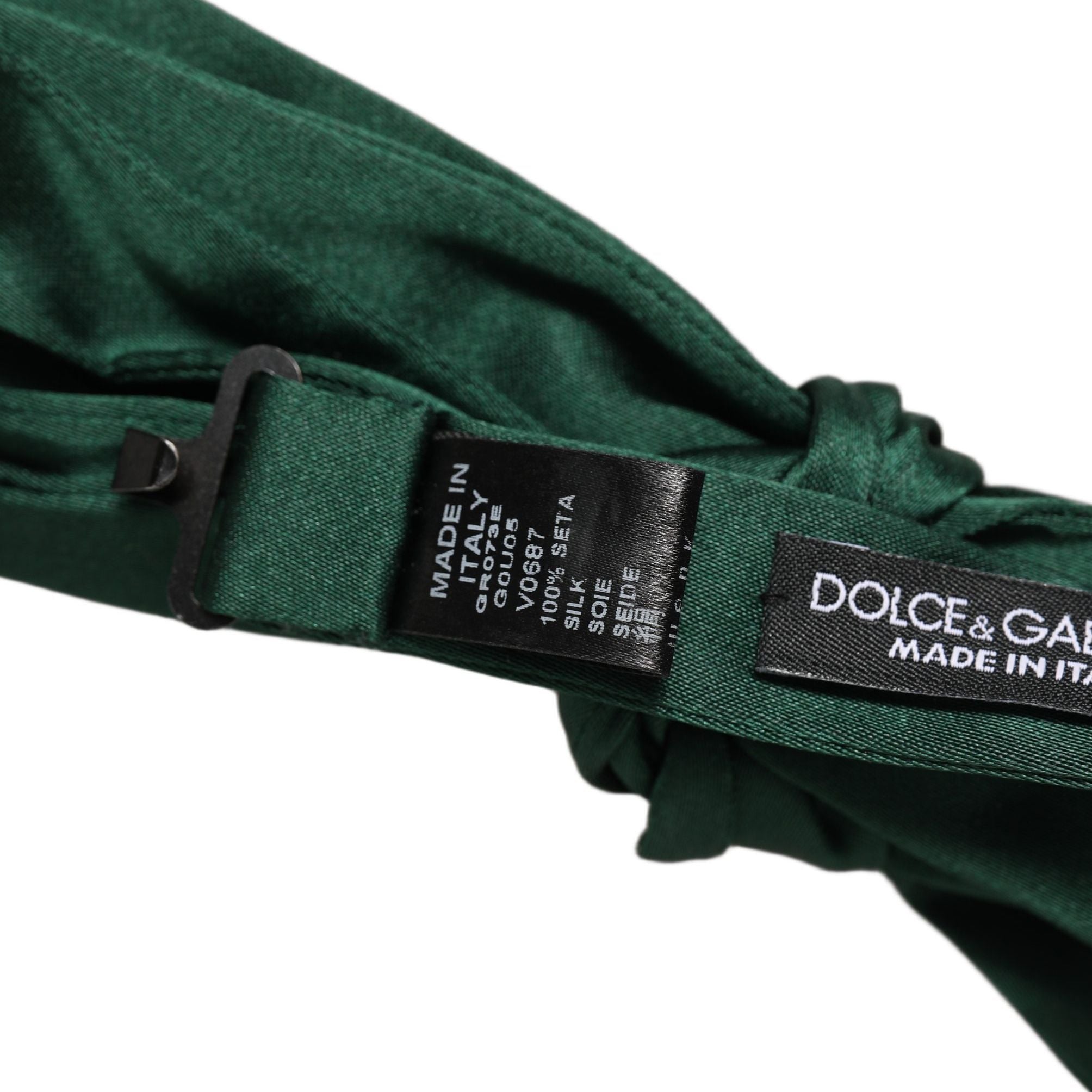 Dolce & Gabbana Men Dark Green Silk Adjustable Neck Papillon Bow Tie