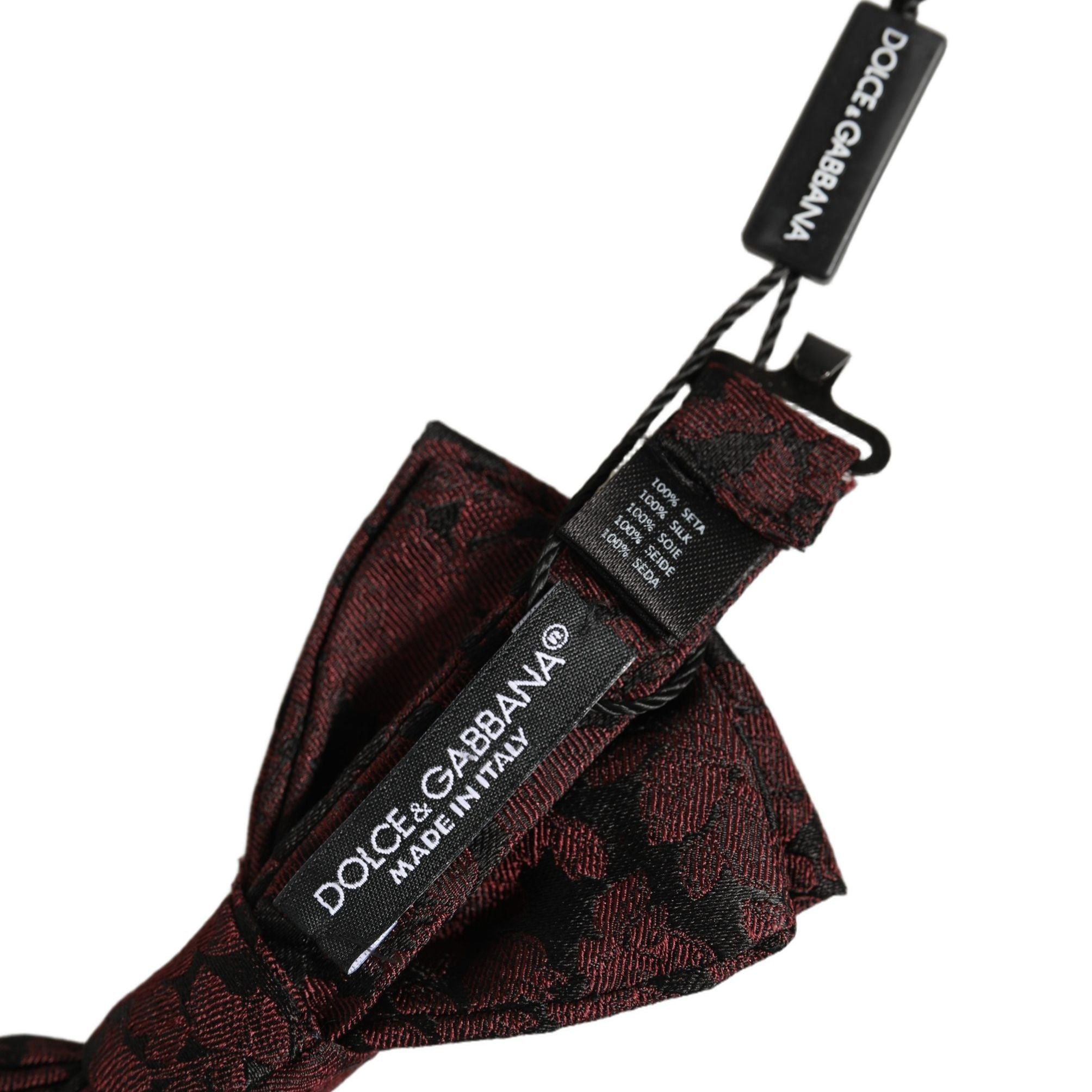 Dolce & Gabbana Men Maroon Floral Silk Adjustable Neck Bow Tie