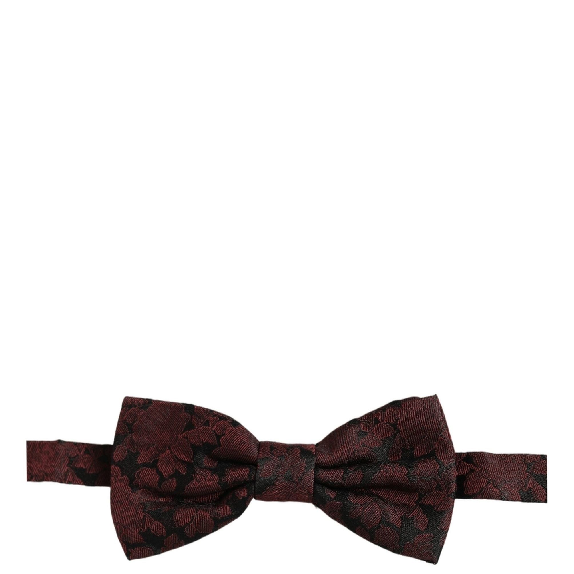 Dolce & Gabbana Men Maroon Floral Silk Adjustable Neck Bow Tie
