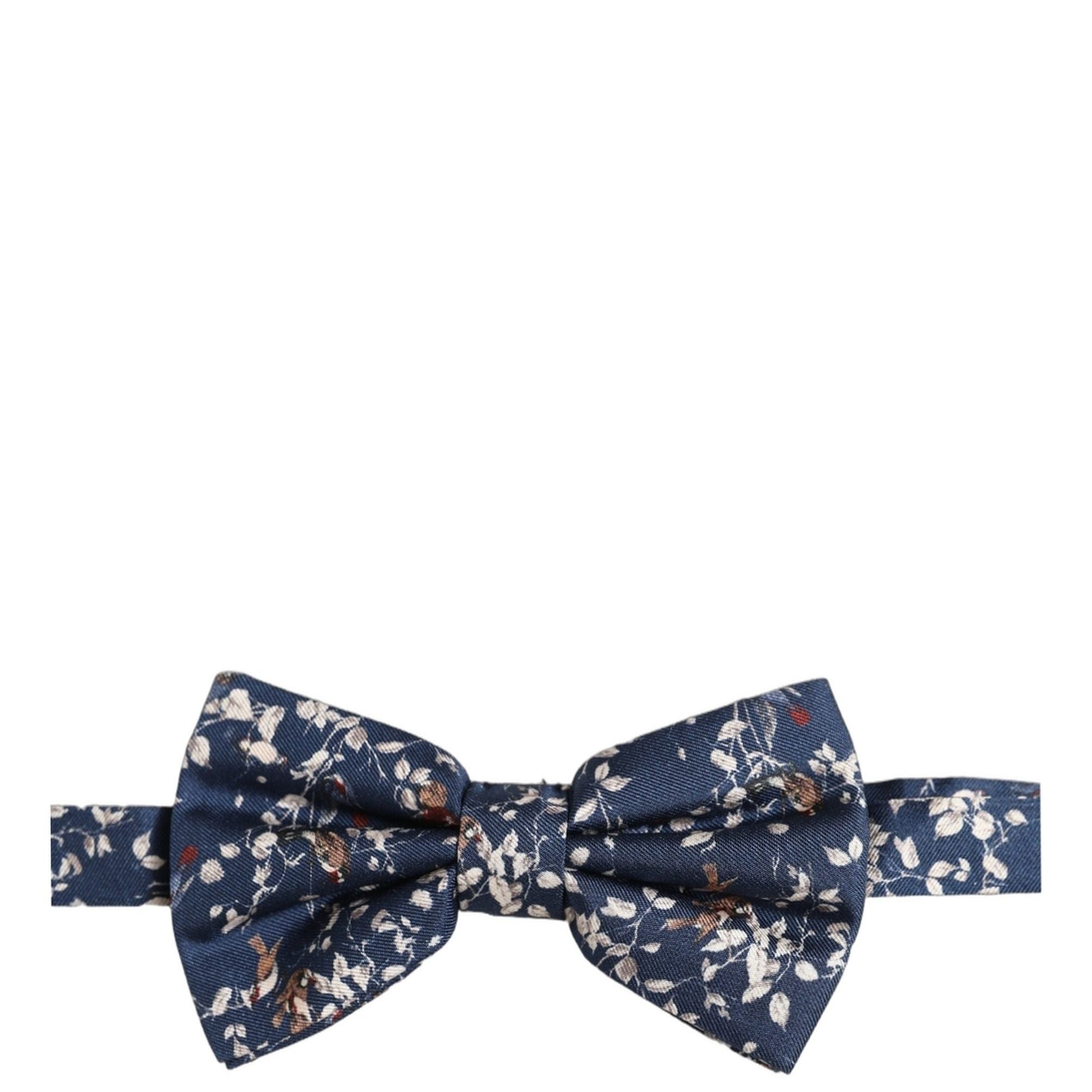 Dolce & Gabbana Men Navy Blue Floral Adjustable Neck Papillon Bow Tie