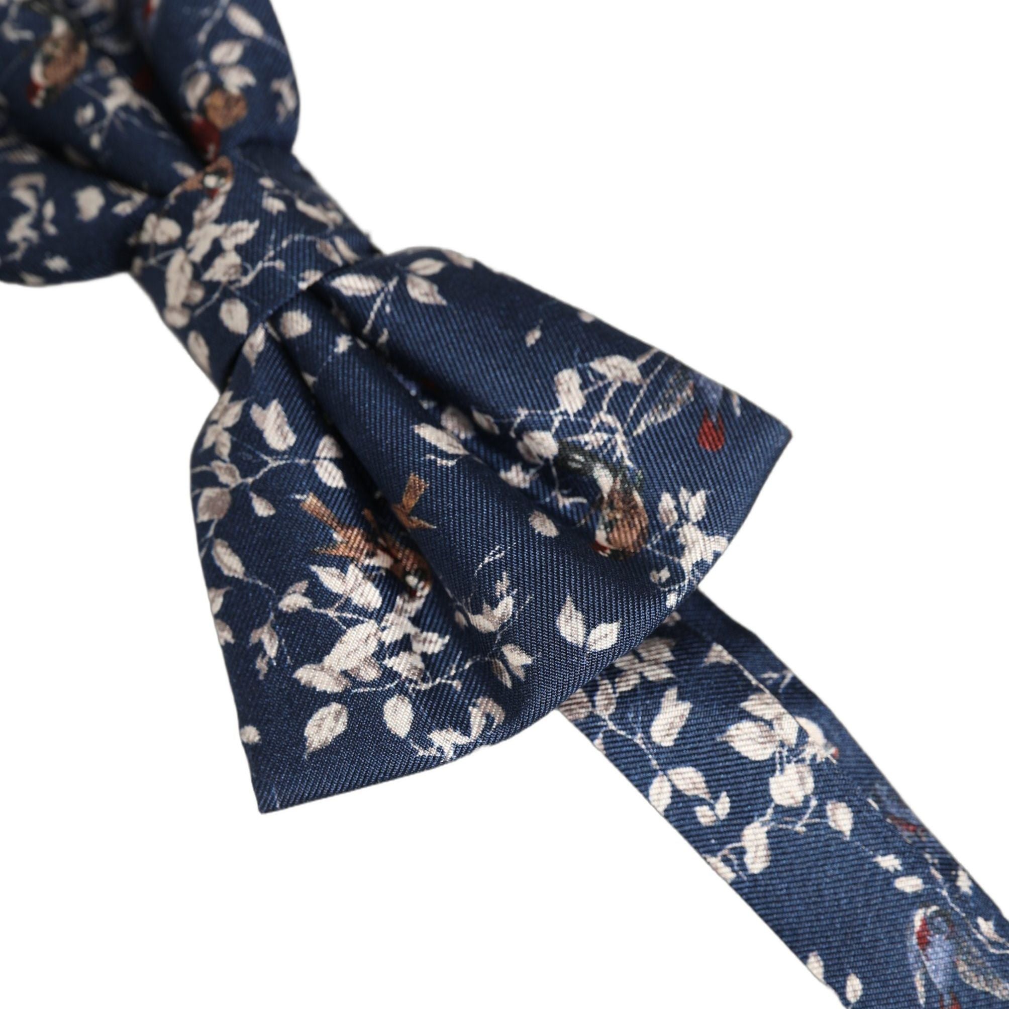Dolce & Gabbana Men Navy Blue Floral Adjustable Neck Papillon Bow Tie