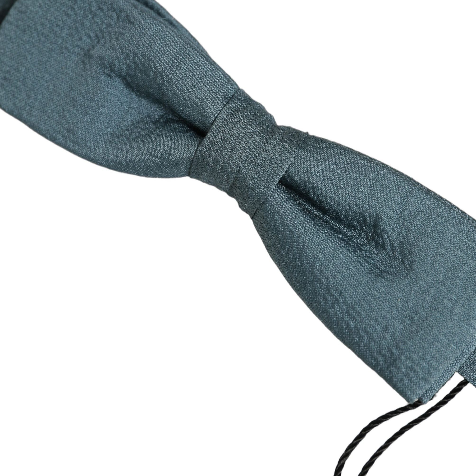 Dolce & Gabbana Men Steel Blue 100% Silk Adjustable Neck Papillon Bow Tie