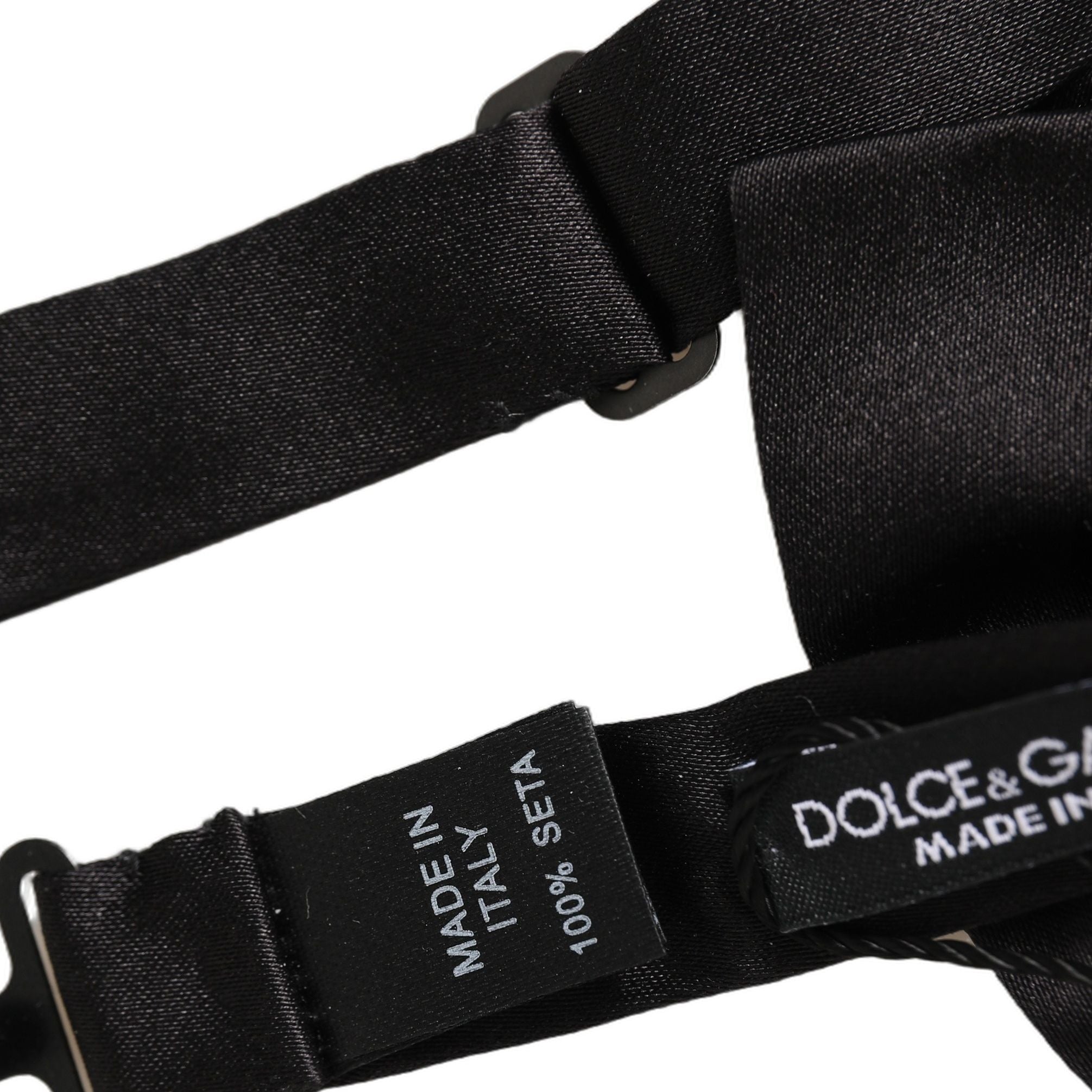 Dolce & Gabbana Men Black 100% Silk Adjustable Neck Papillon Bow Tie