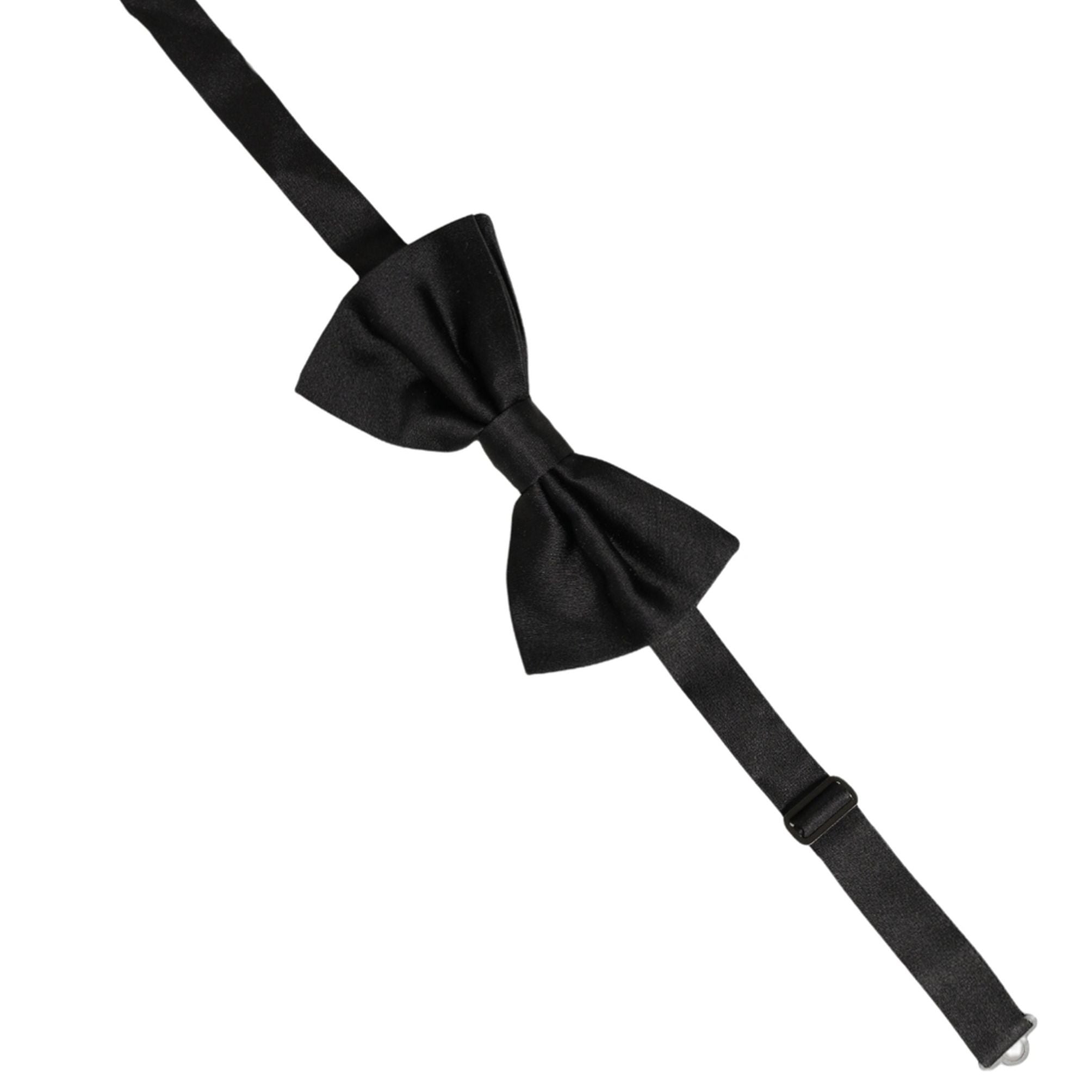 Dolce & Gabbana Men Black 100% Silk Adjustable Neck Papillon Bow Tie