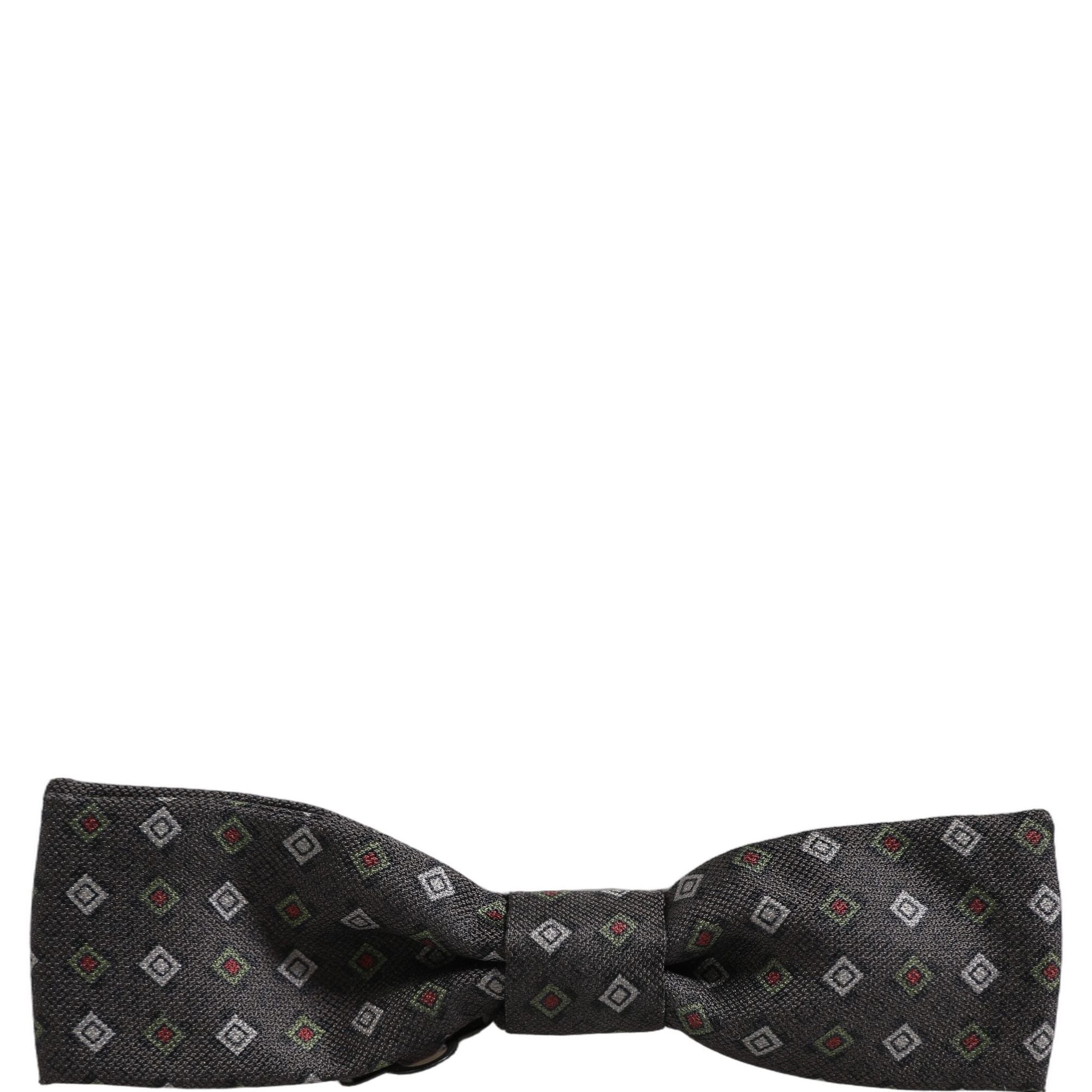 Dolce & Gabbana Men Dark Gray Geometric Adjustable Bow Tie