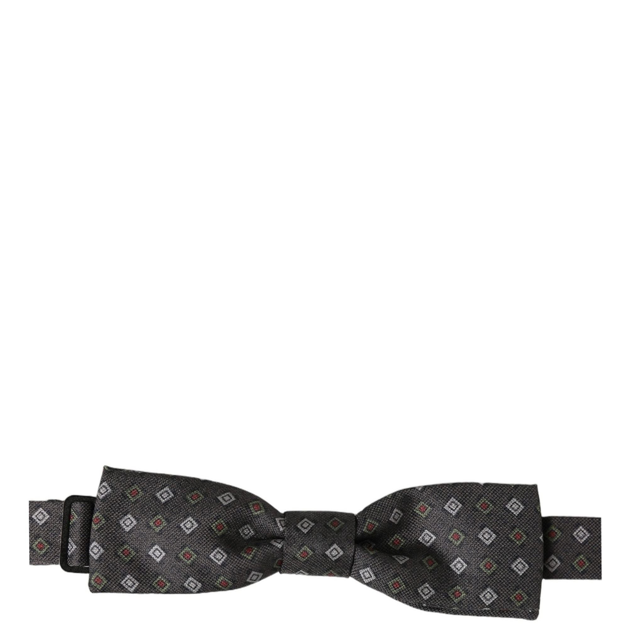 Dolce & Gabbana Men Dark Gray Geometric Adjustable Bow Tie