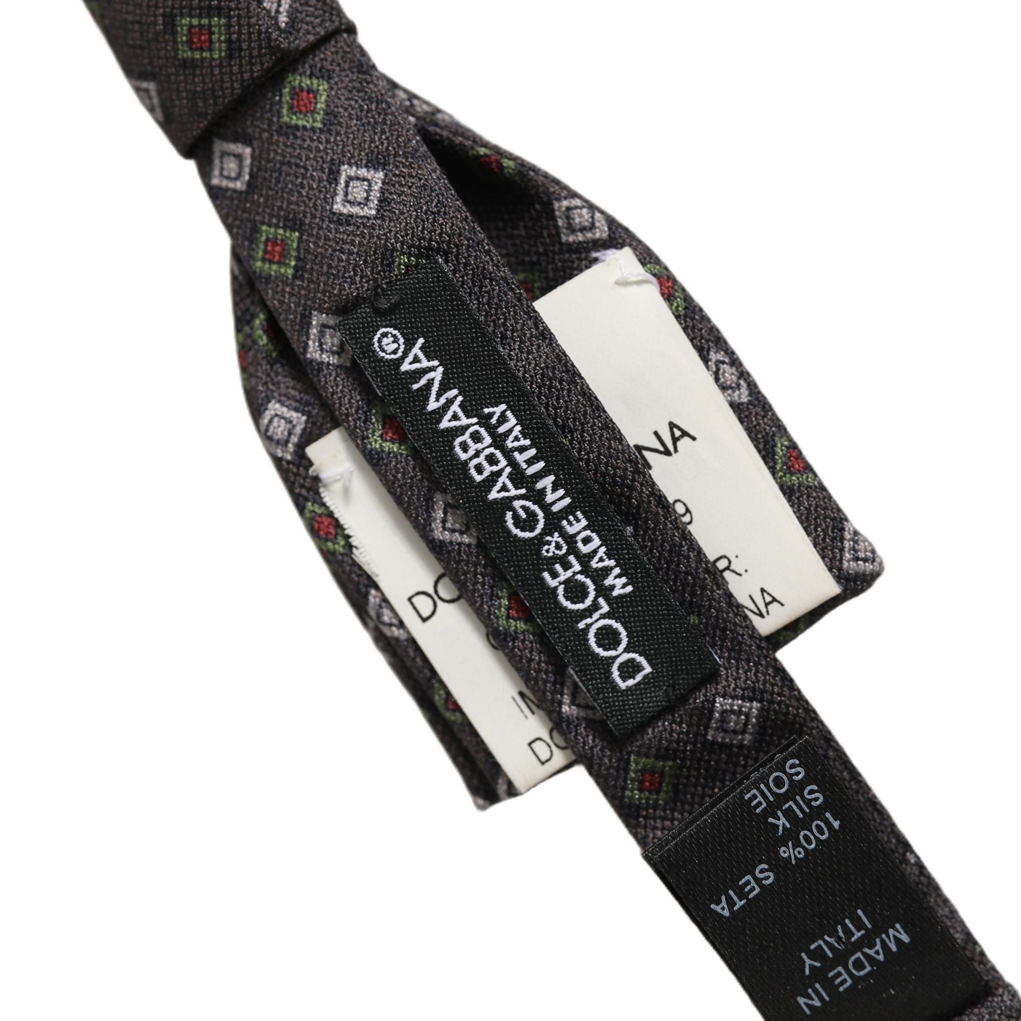 Dolce & Gabbana Men Dark Gray Geometric Adjustable Bow Tie