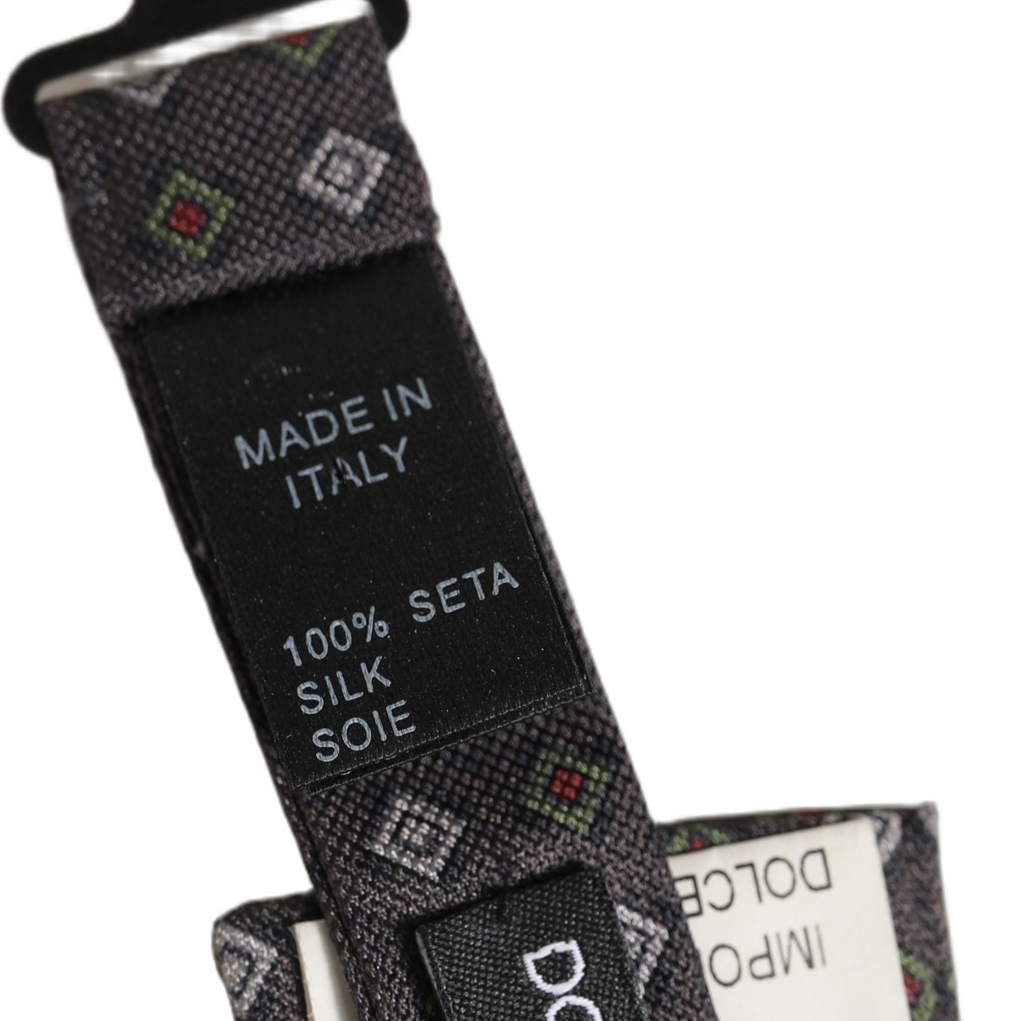 Dolce & Gabbana Men Dark Gray Geometric Adjustable Bow Tie