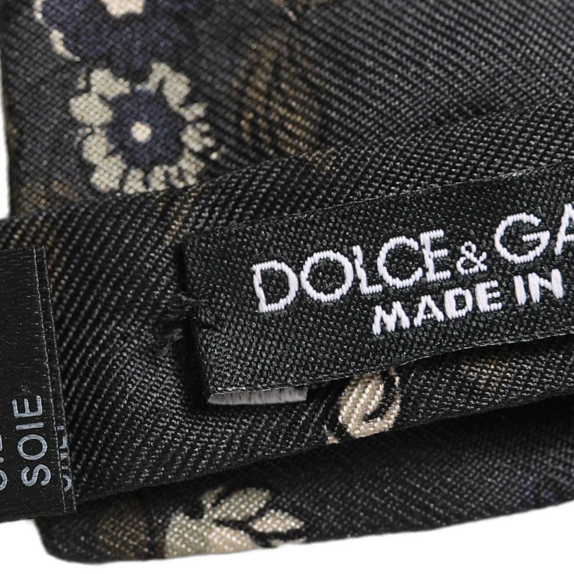 Dolce & Gabbana Men Black Floral Silk Adjustable Neck Papillon Bow Tie