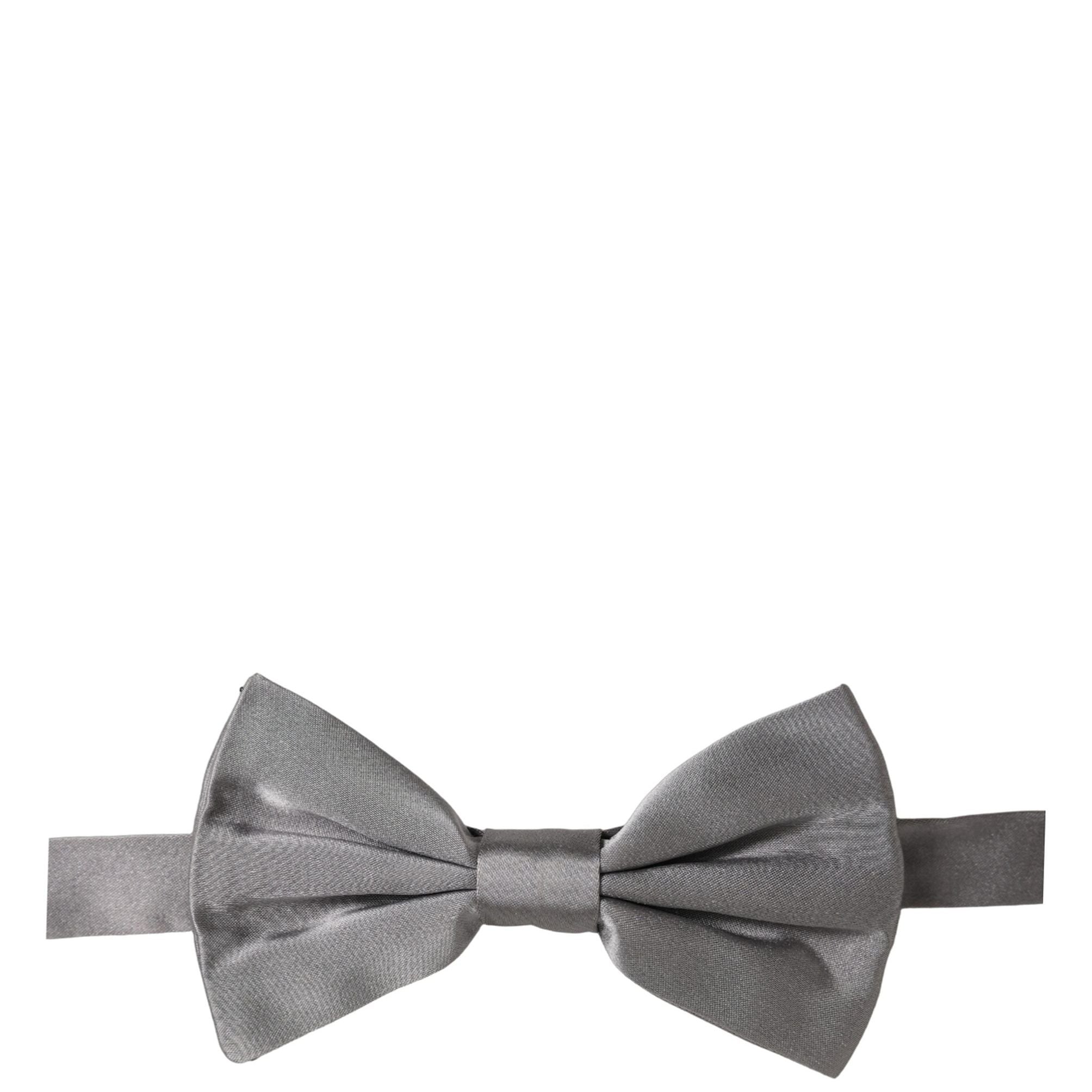 Dolce & Gabbana Men Gray 100% Silk Adjustable Neck Papillon Bow Tie