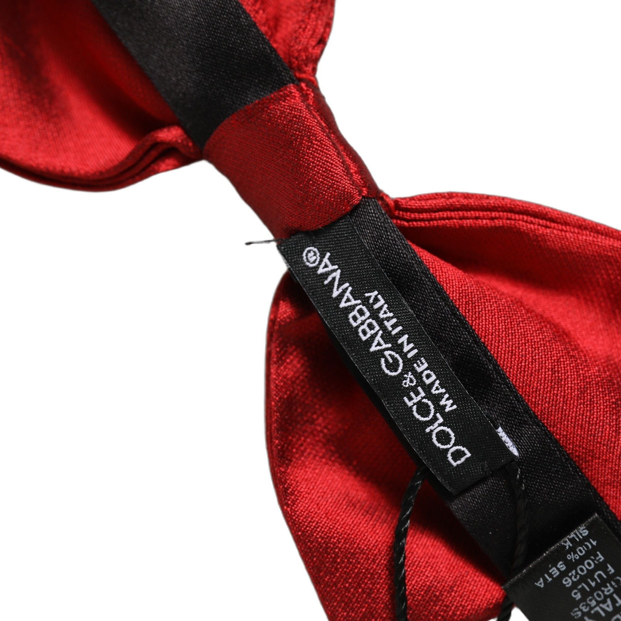 Dolce & Gabbana Men Black Red Silk Adjustable Neck Papillon Bow Tie
