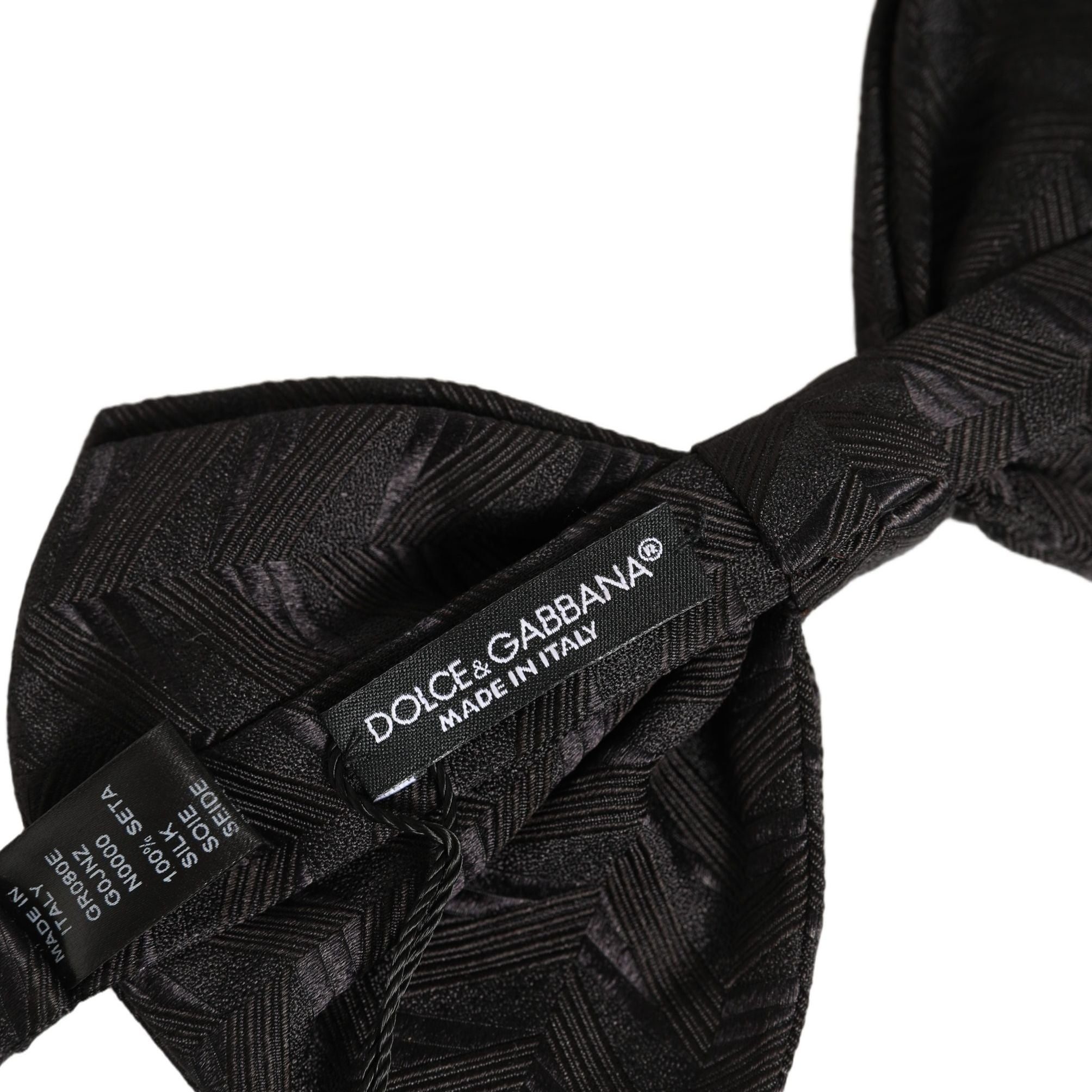 Dolce & Gabbana Men Black Patterned Adjustable Neck Papillon Bow Tie