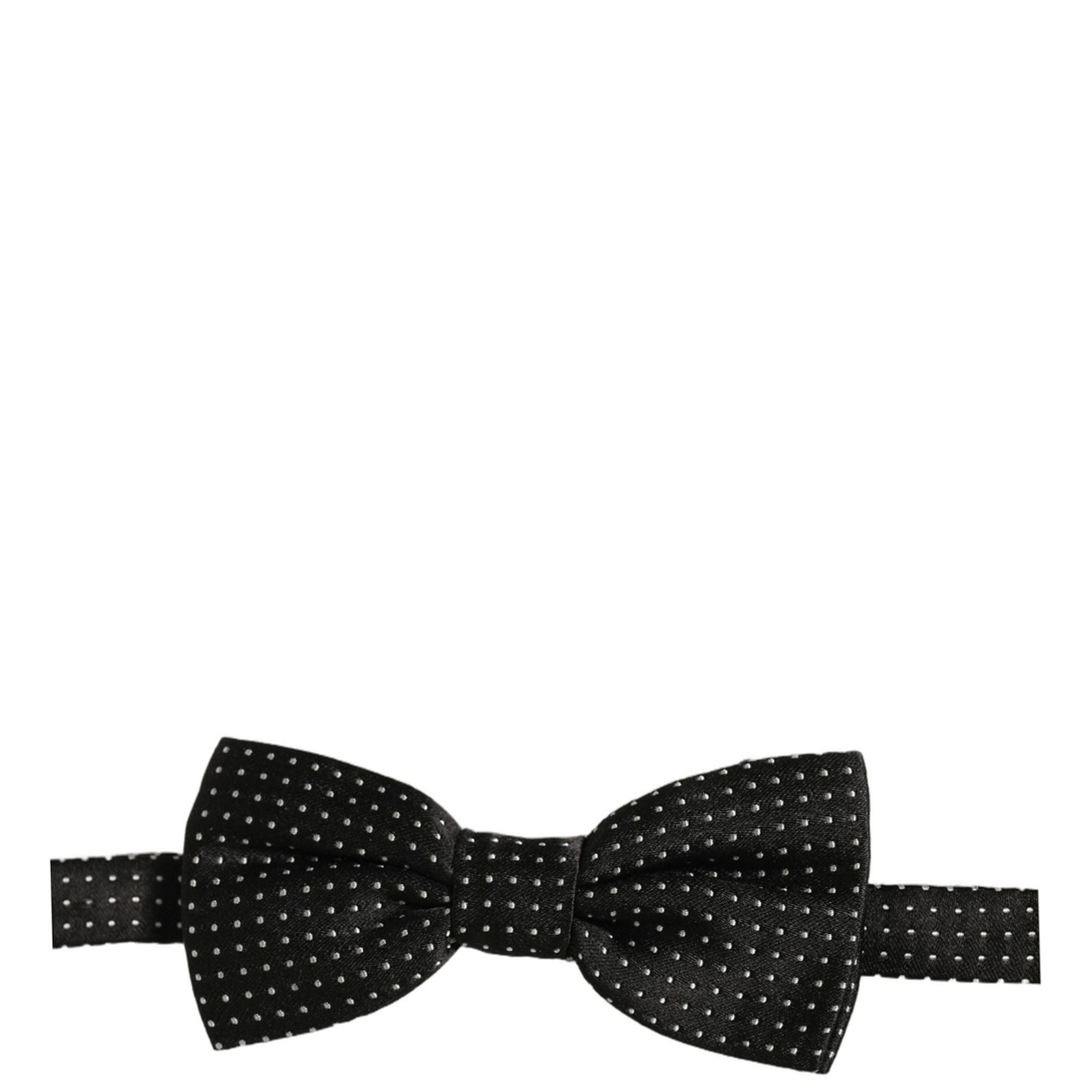 Dolce & Gabbana Men Black White PolkaDot Adjustable Bow Tie
