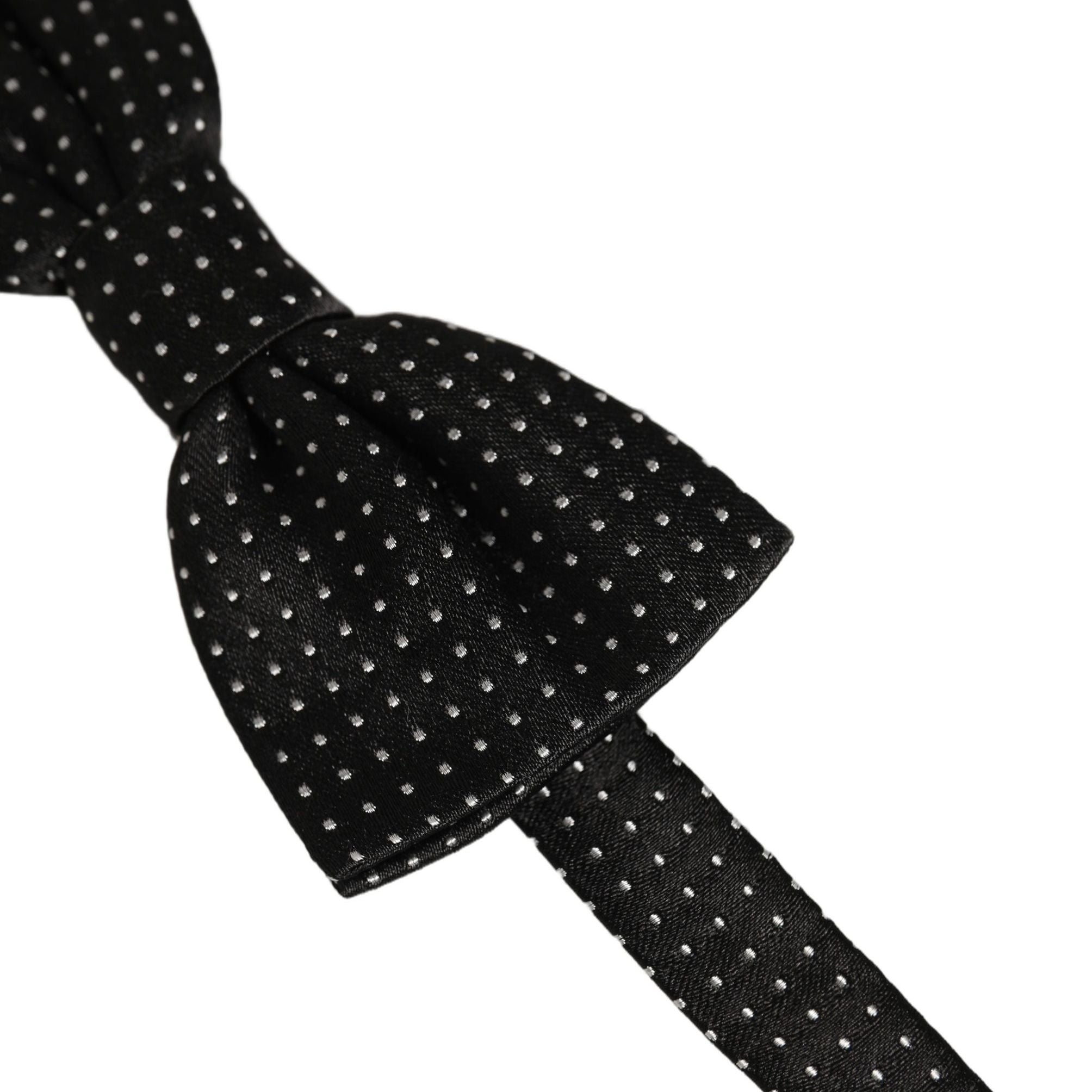 Dolce & Gabbana Men Black White PolkaDot Adjustable Bow Tie