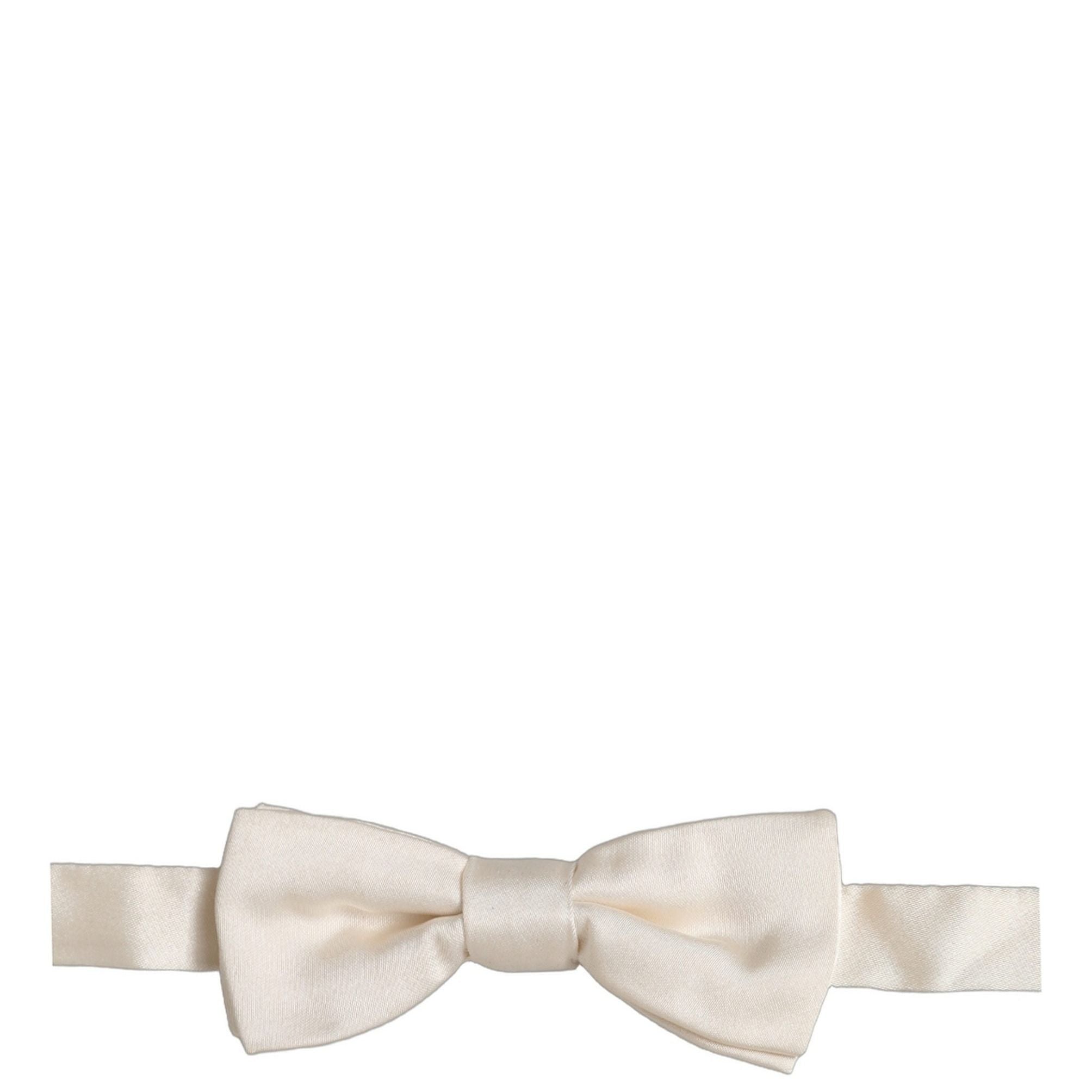 Dolce & Gabbana Men Off White 100% Silk Adjustable Neck Papillon Bow Tie