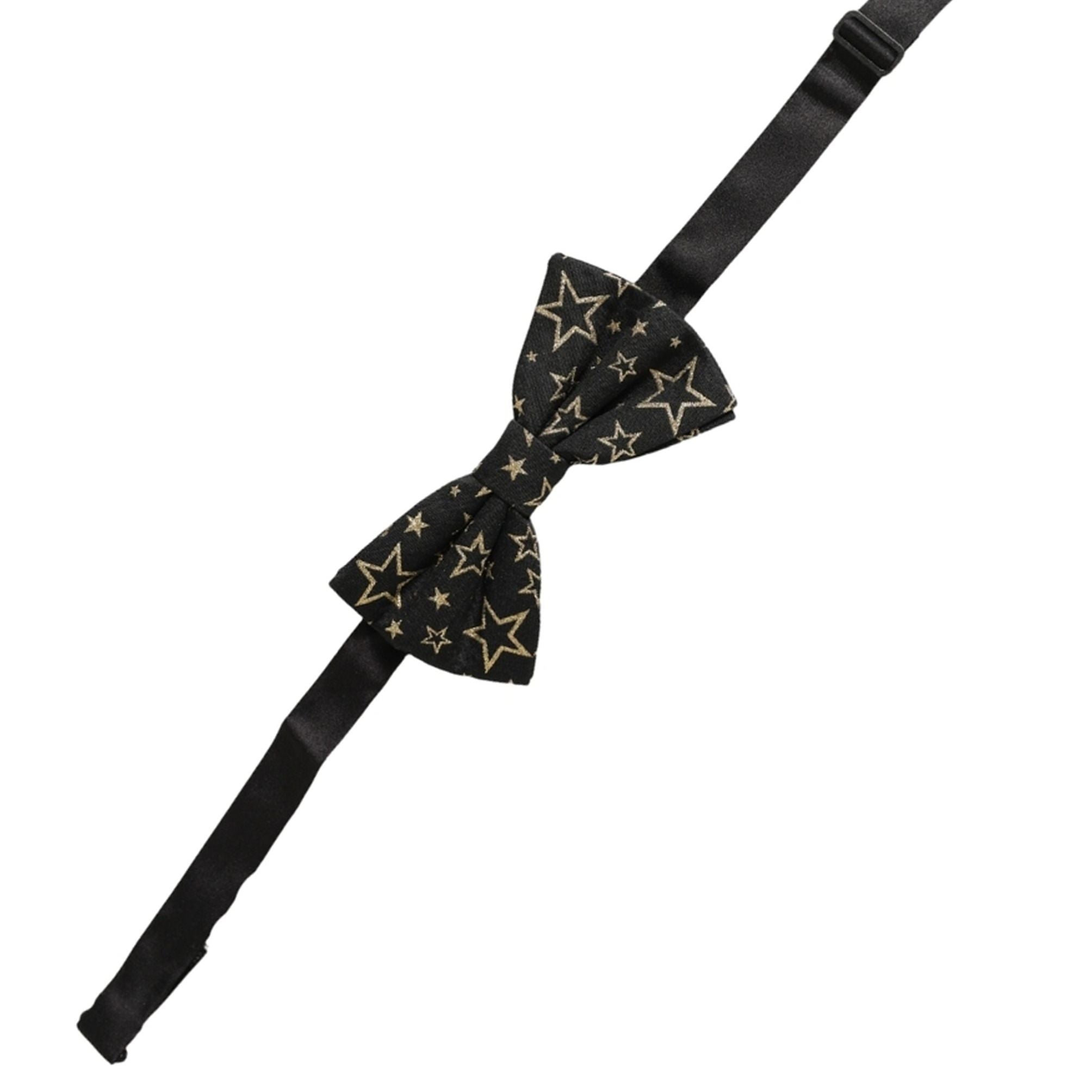 Dolce & Gabbana Men Black Star 100% Silk Adjustable Neck Papillon Bow Tie