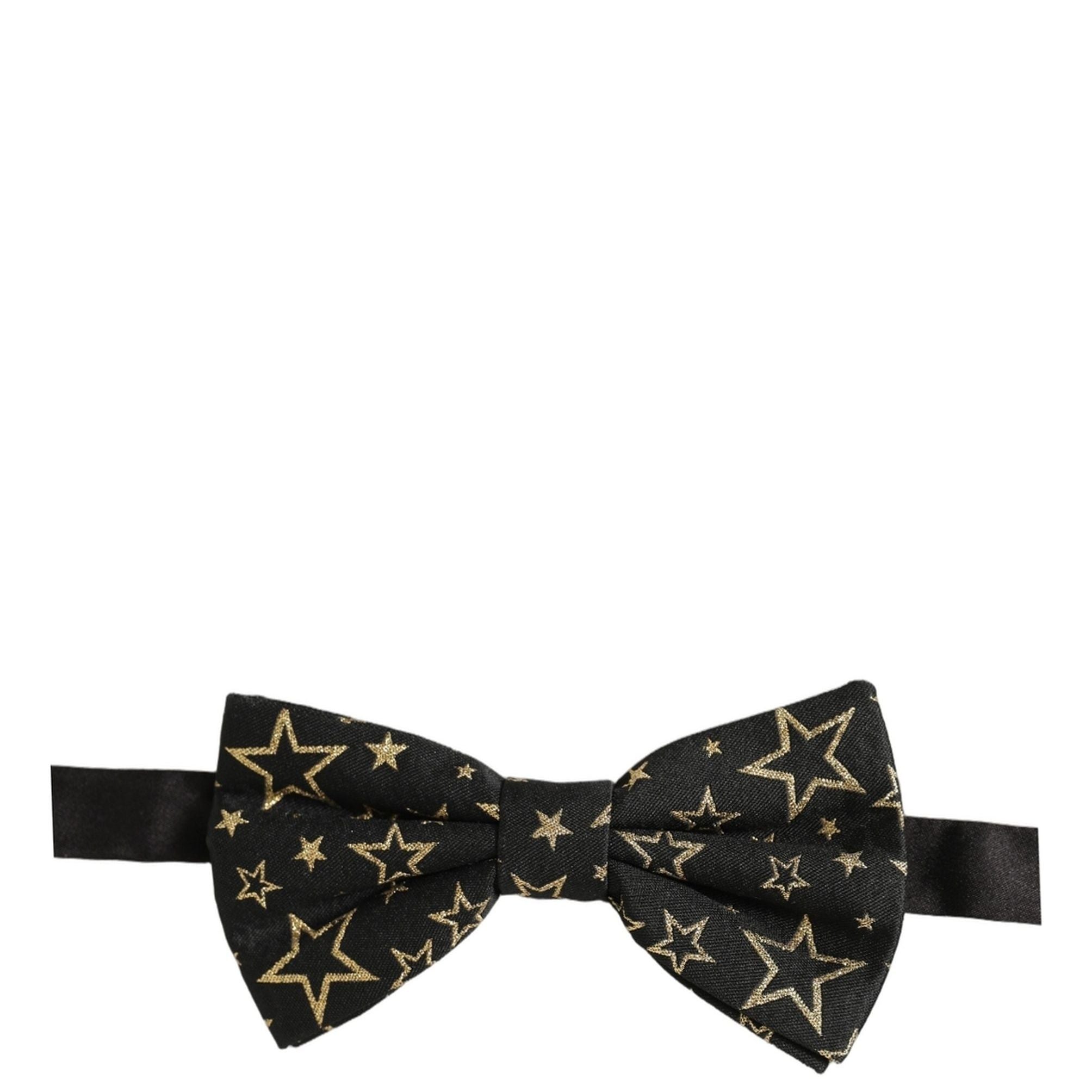 Dolce & Gabbana Men Black Star 100% Silk Adjustable Neck Papillon Bow Tie