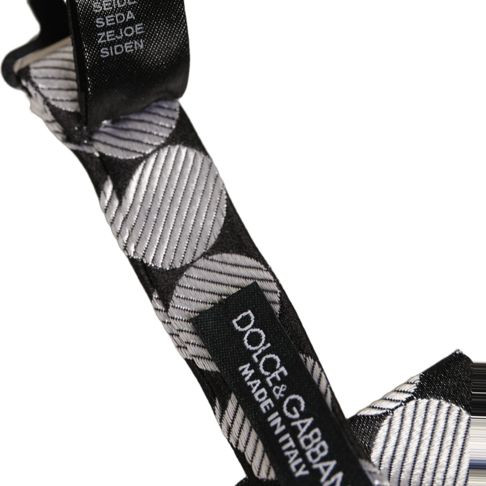 Dolce & Gabbana Men Black Silver Circles Adjustable Neck Papillon Bow Tie